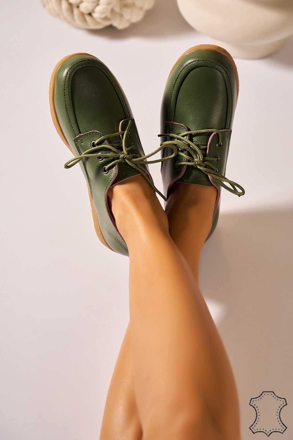 Mocasini dama Piele Naturala Verzi Adelyn