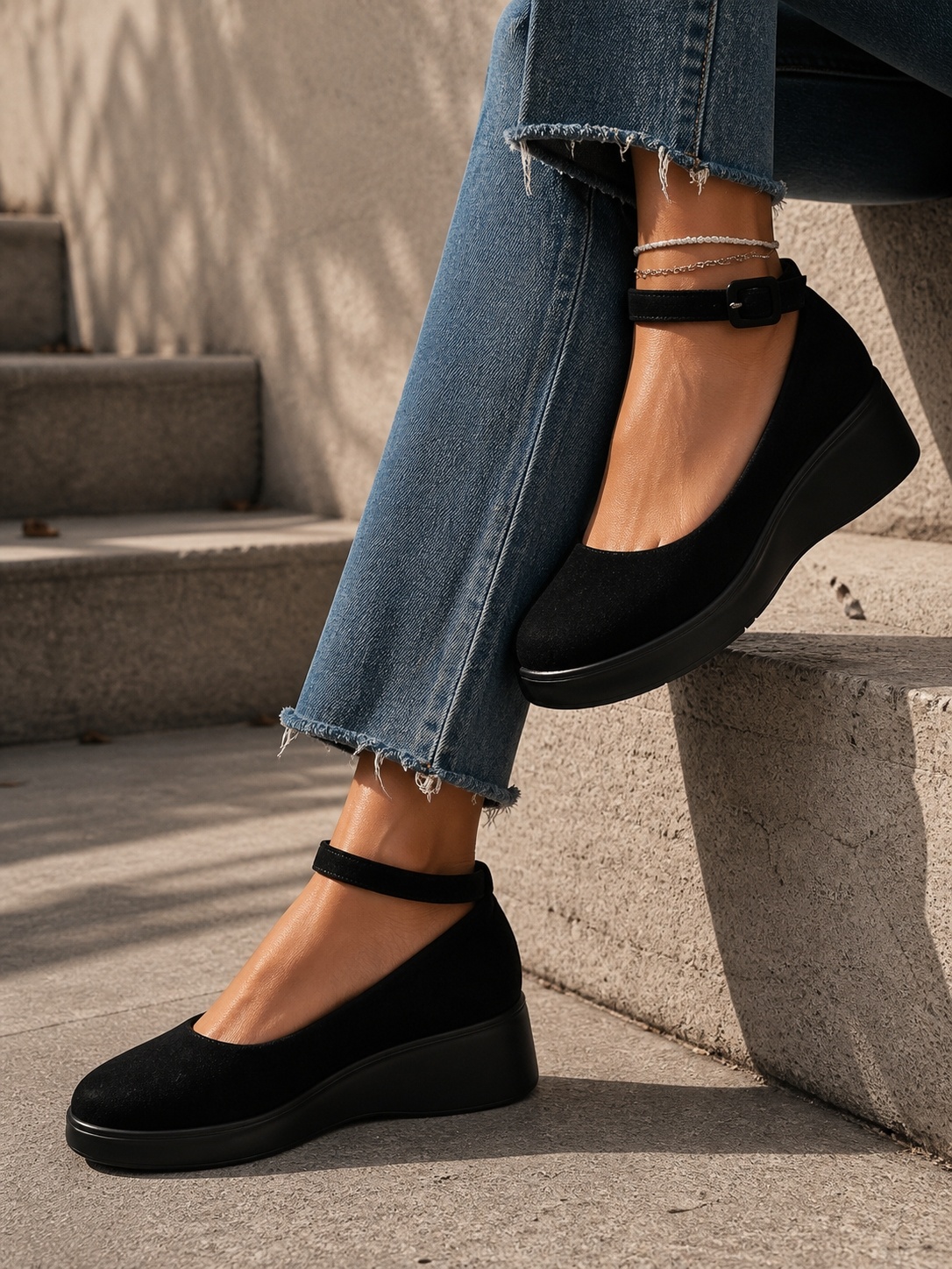 Pantofi dama casual Negri din Piele Ecologica Intoarsa Tamara2