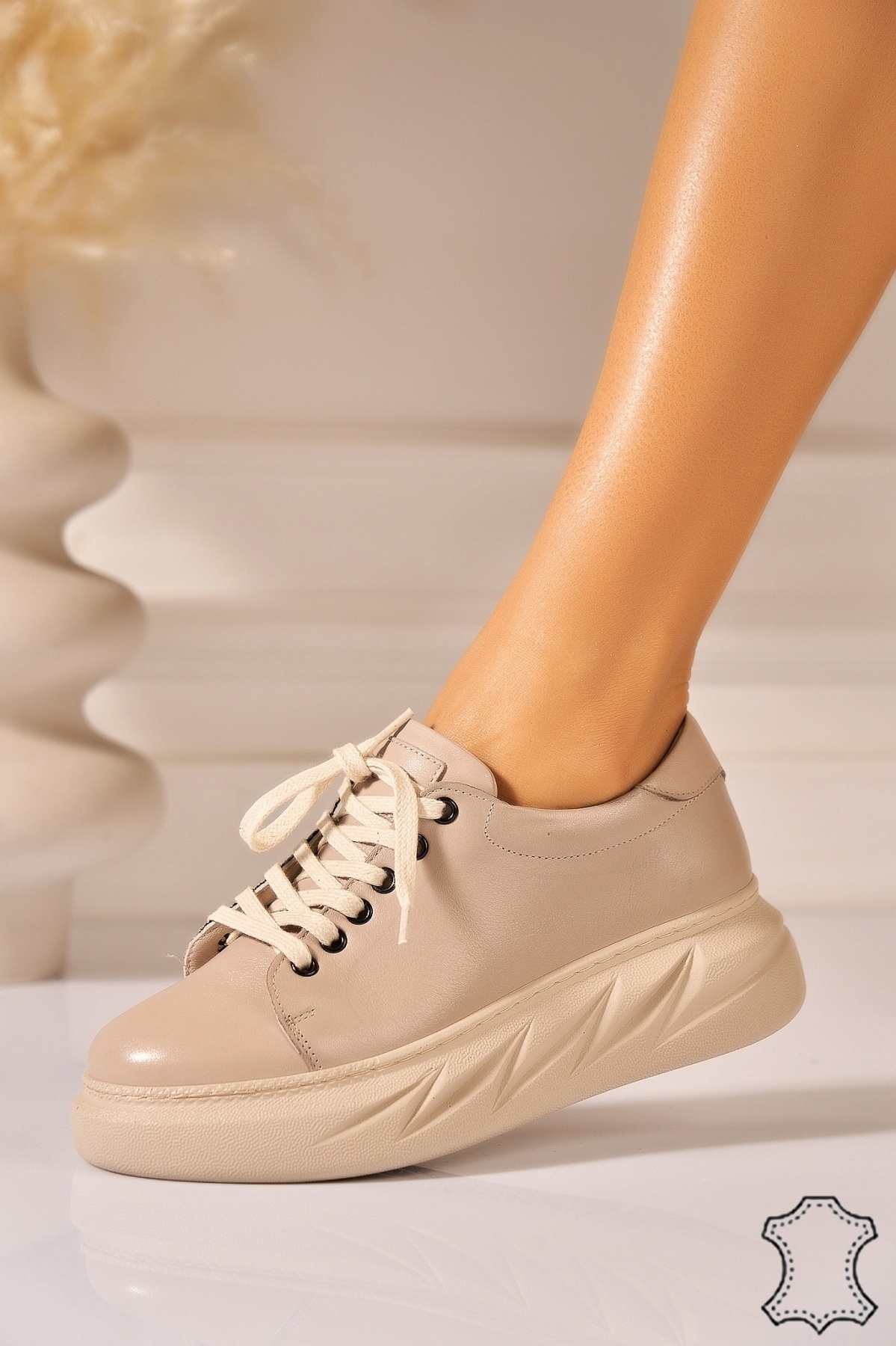 Adidasi Piele Naturala Kaki Azana