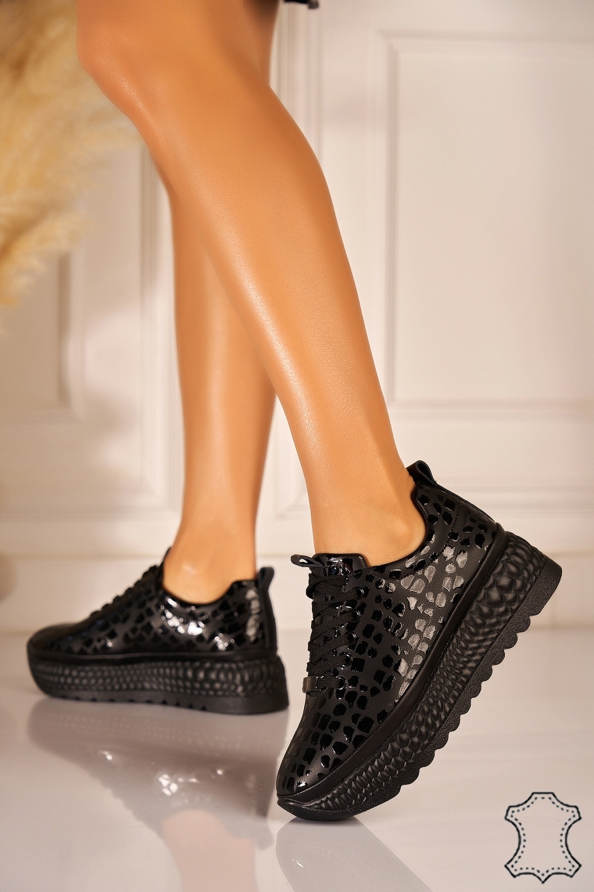 Adidasi Piele Naturala Negri Nima