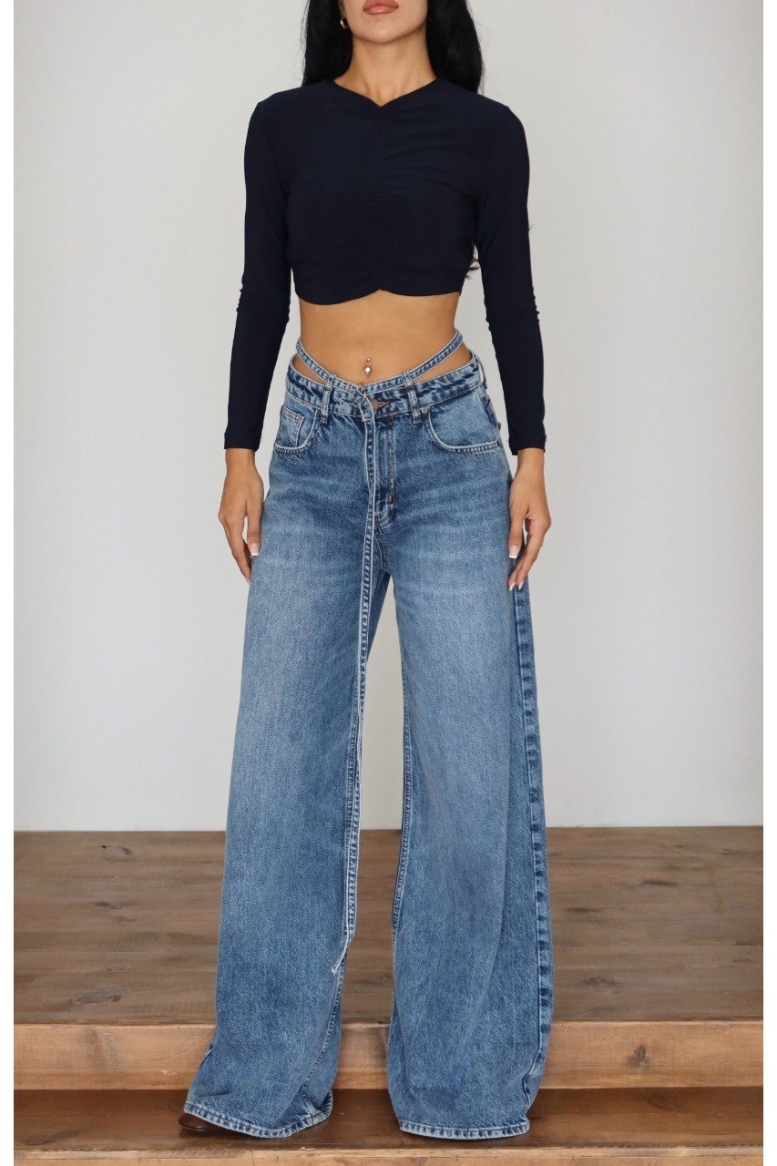 Blugi Damă Oversize Albastri Evyene