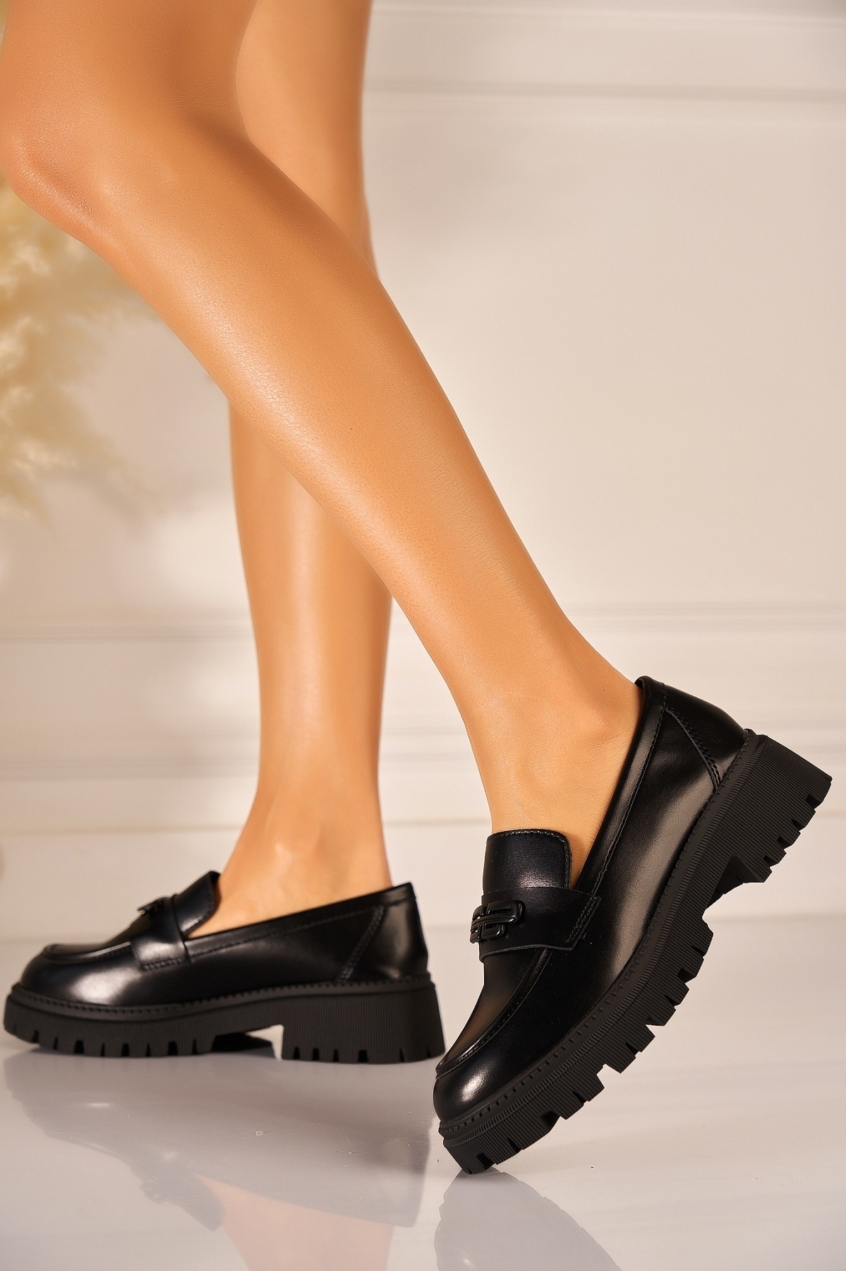 Loafers Dama Piele Ecologica Negri Layra