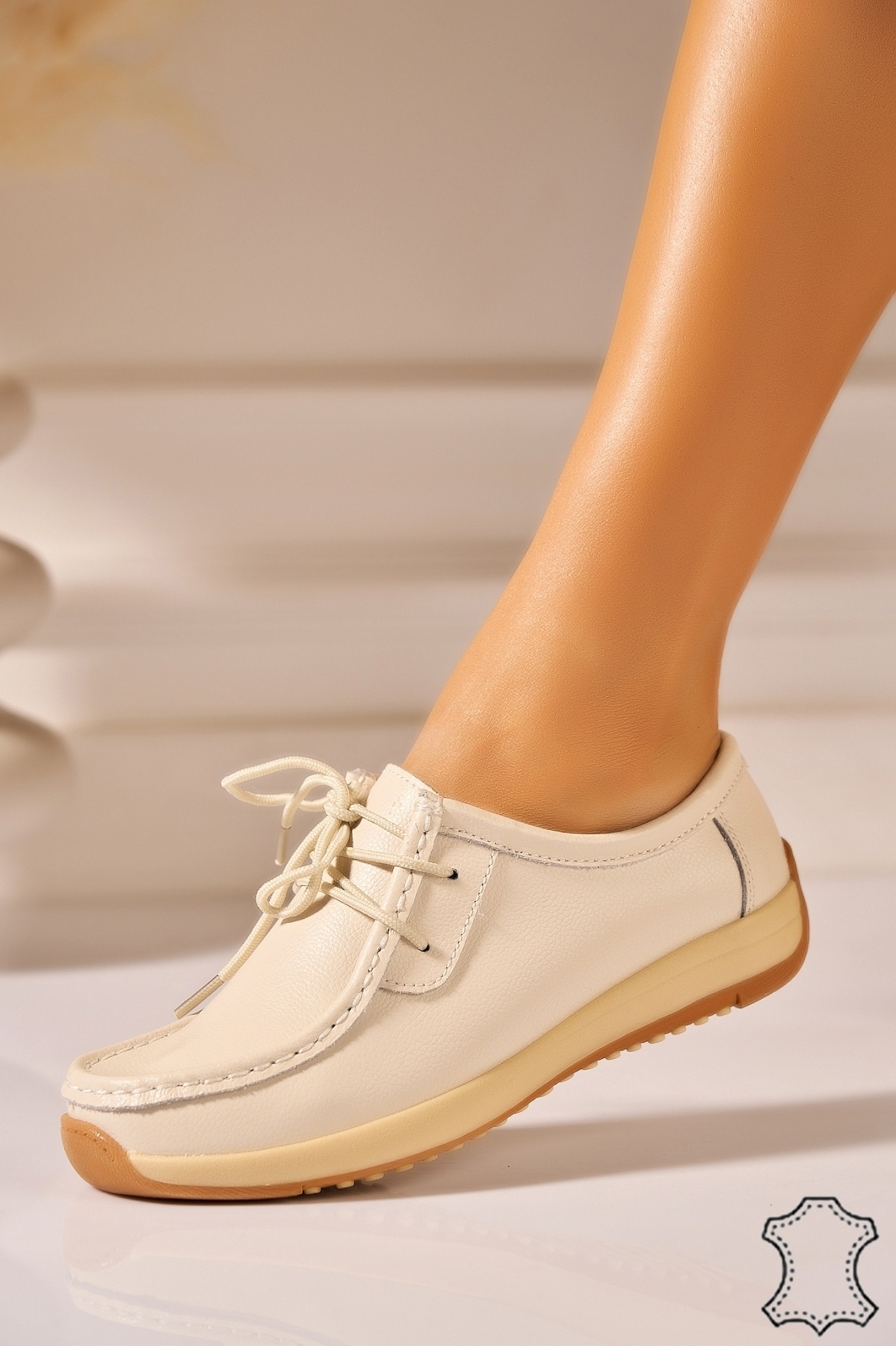 Mocasini dama Piele Naturala Bej Haisley