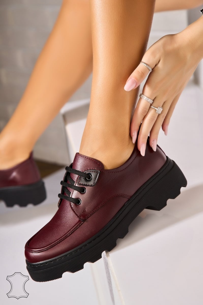 Mocasini dama Piele Naturala Bordo Dally