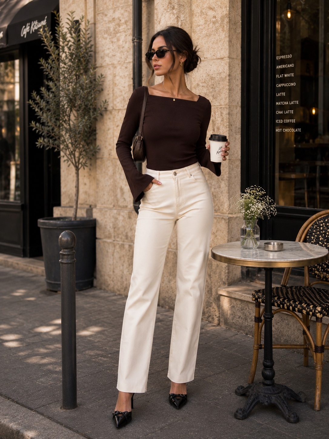 Pantaloni Damă Crem Angelina