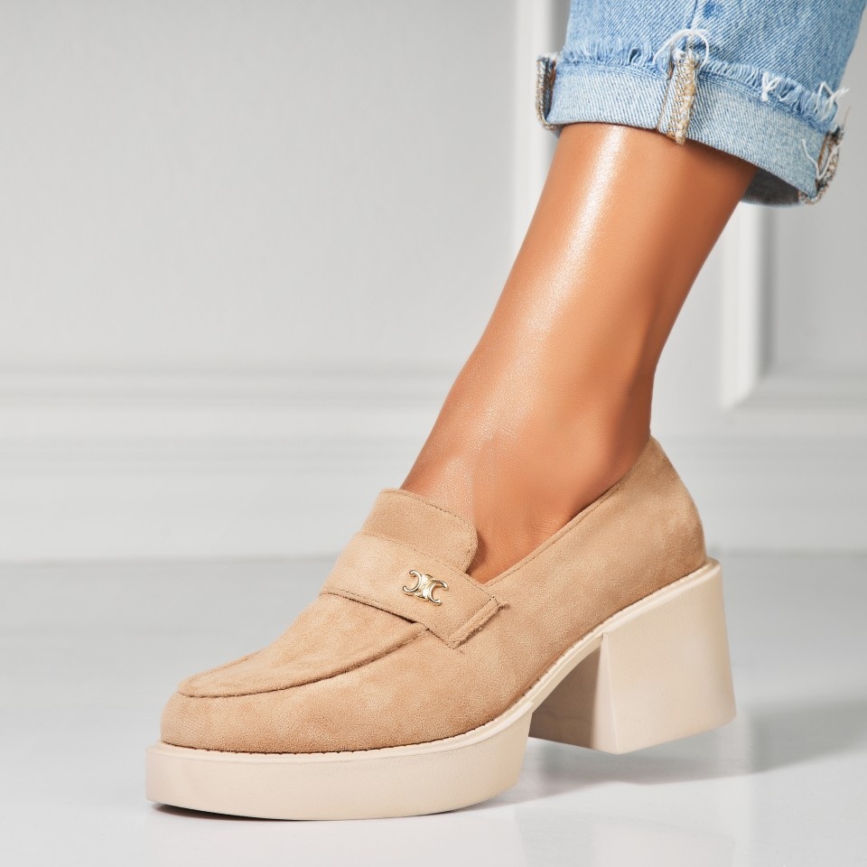 Pantofi dama casual Kaki din Piele Ecologica Intoarsa Nilor