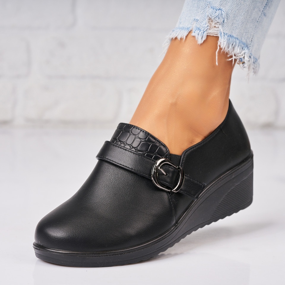 Pantofi dama casual Negri din Piele Ecologica Kenlee