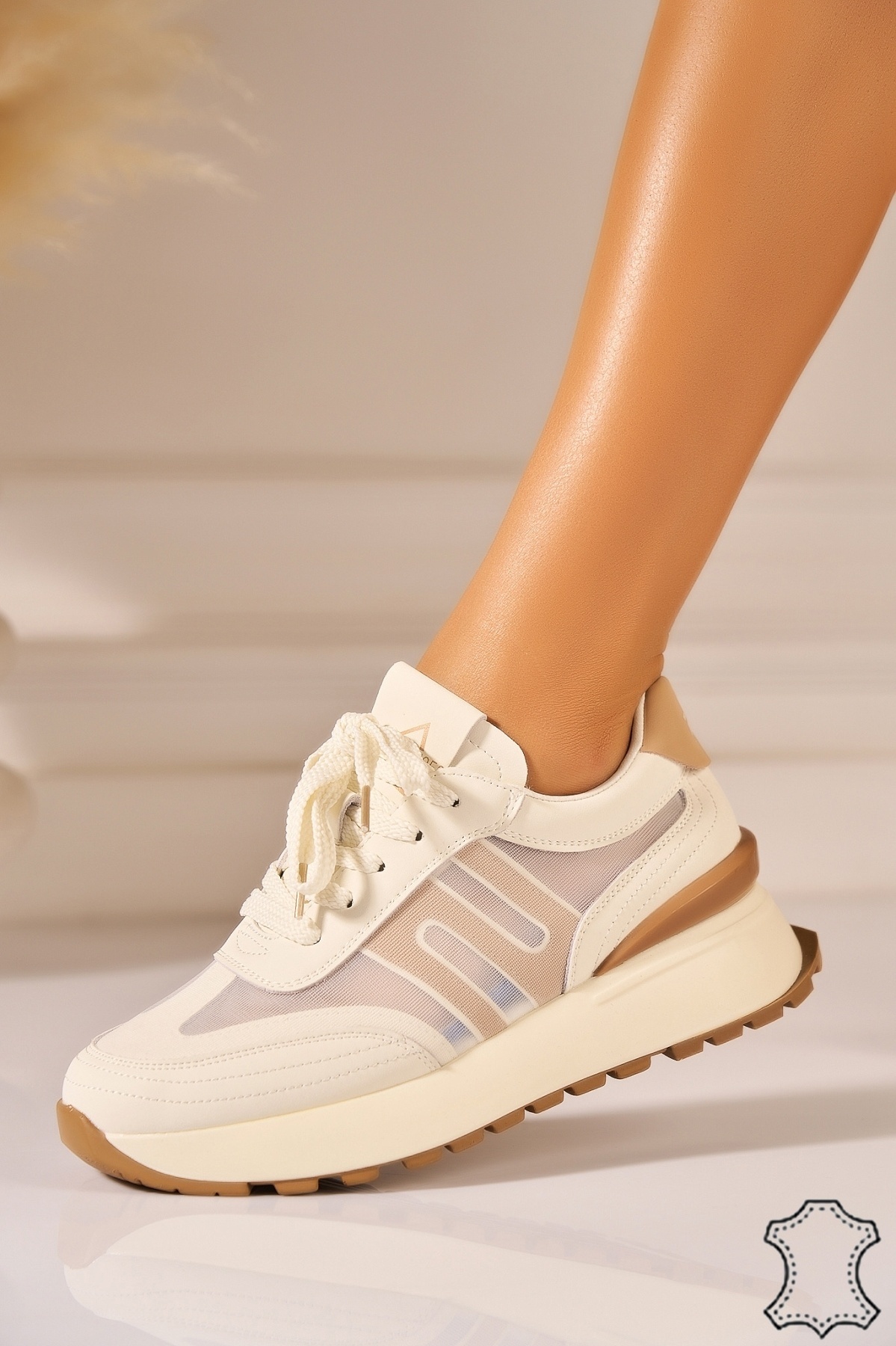 Adidasi Piele Naturala Bej Fianyr