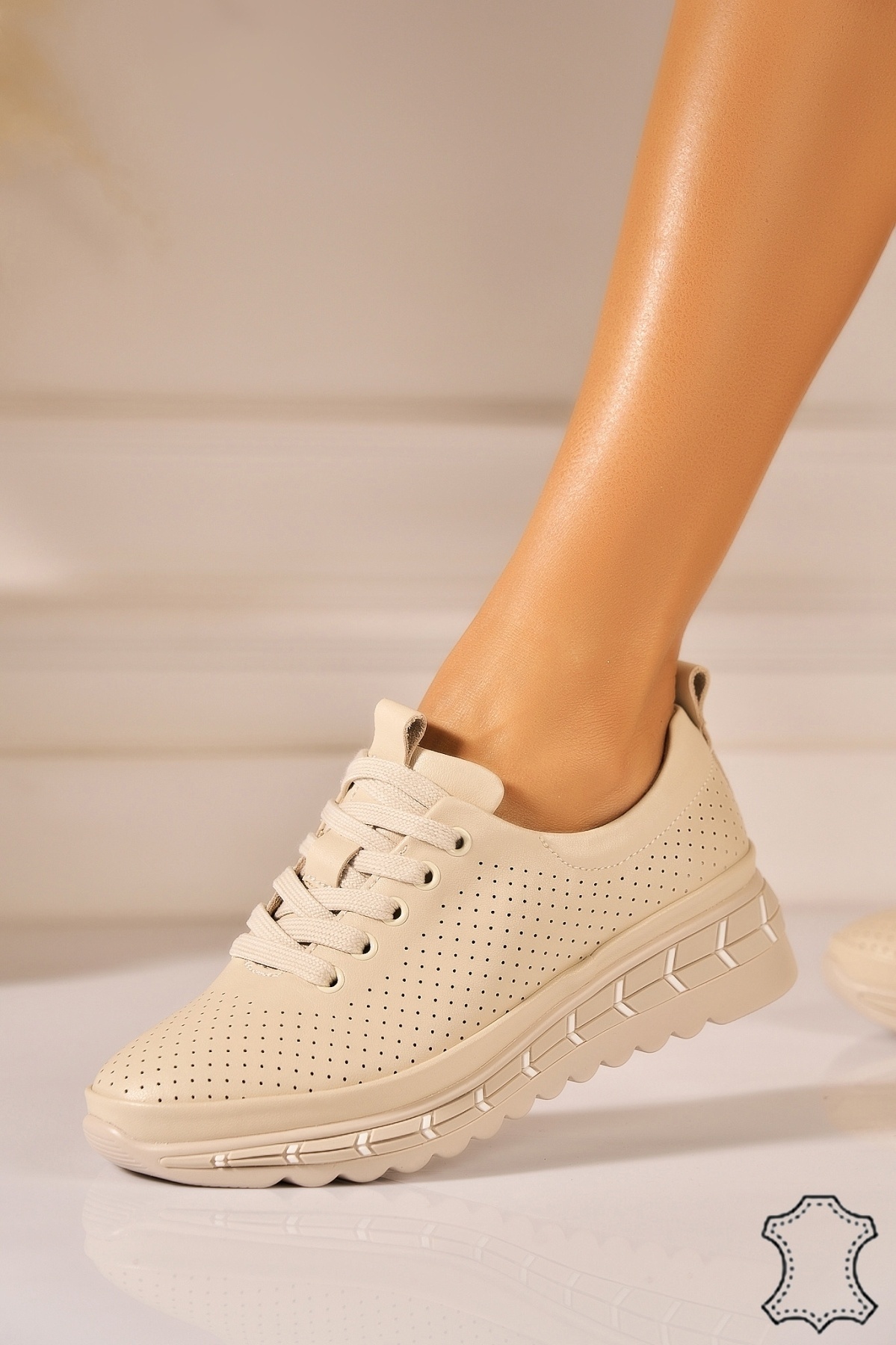 Adidasi Piele Naturala Bej Stacia