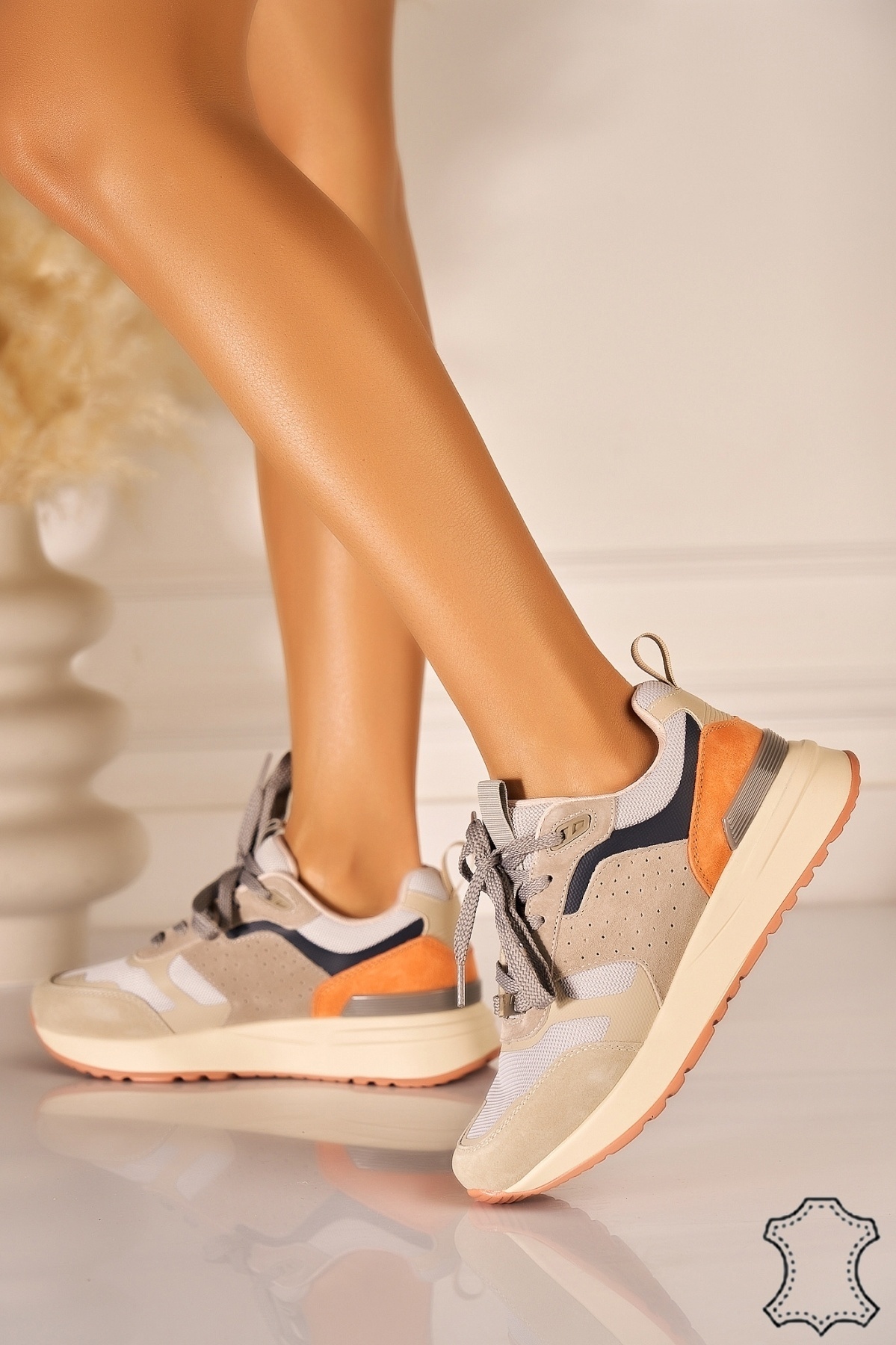 Adidasi Piele Naturala Intoarsa Color Myani