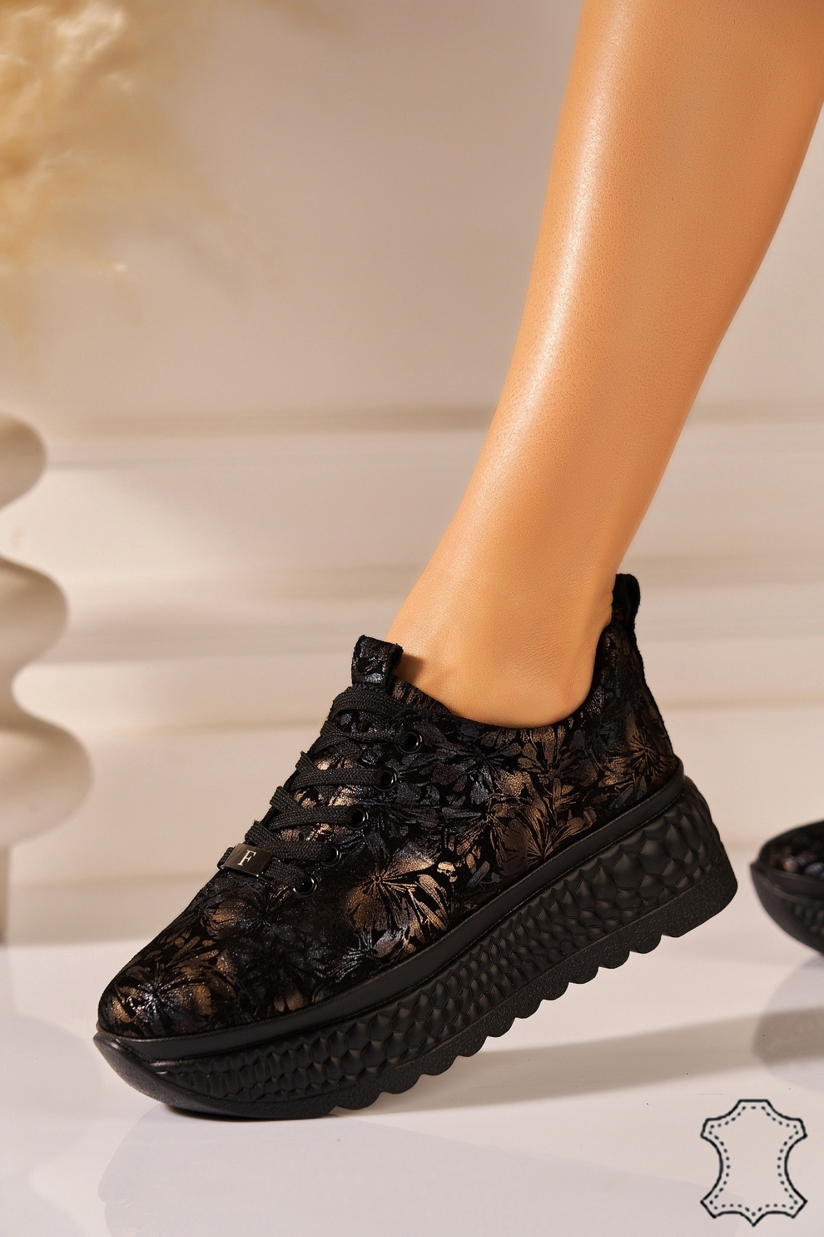 Adidasi Piele Naturala Intoarsa Negri Nima