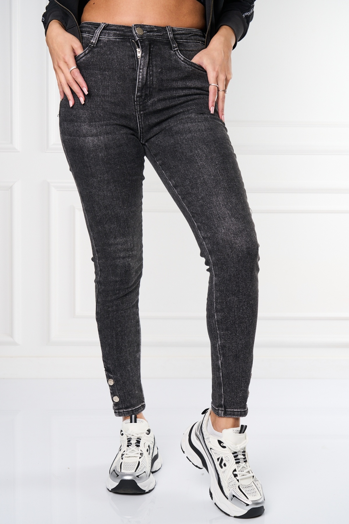 Blugi Damă Skinny Fit Negru Azalya