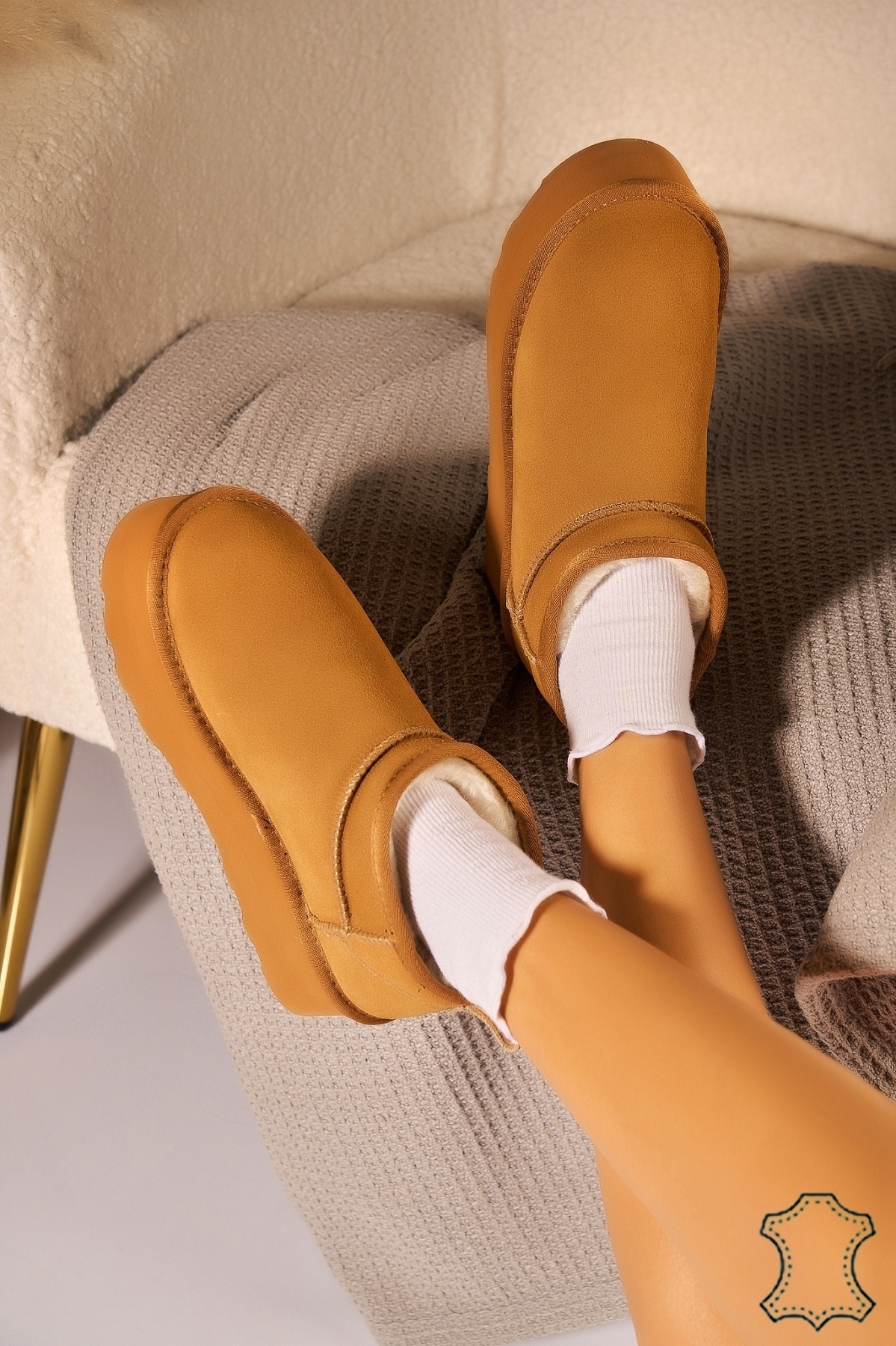 Cizme Piele Naturala Intoarsa dama Camel Riyanvi