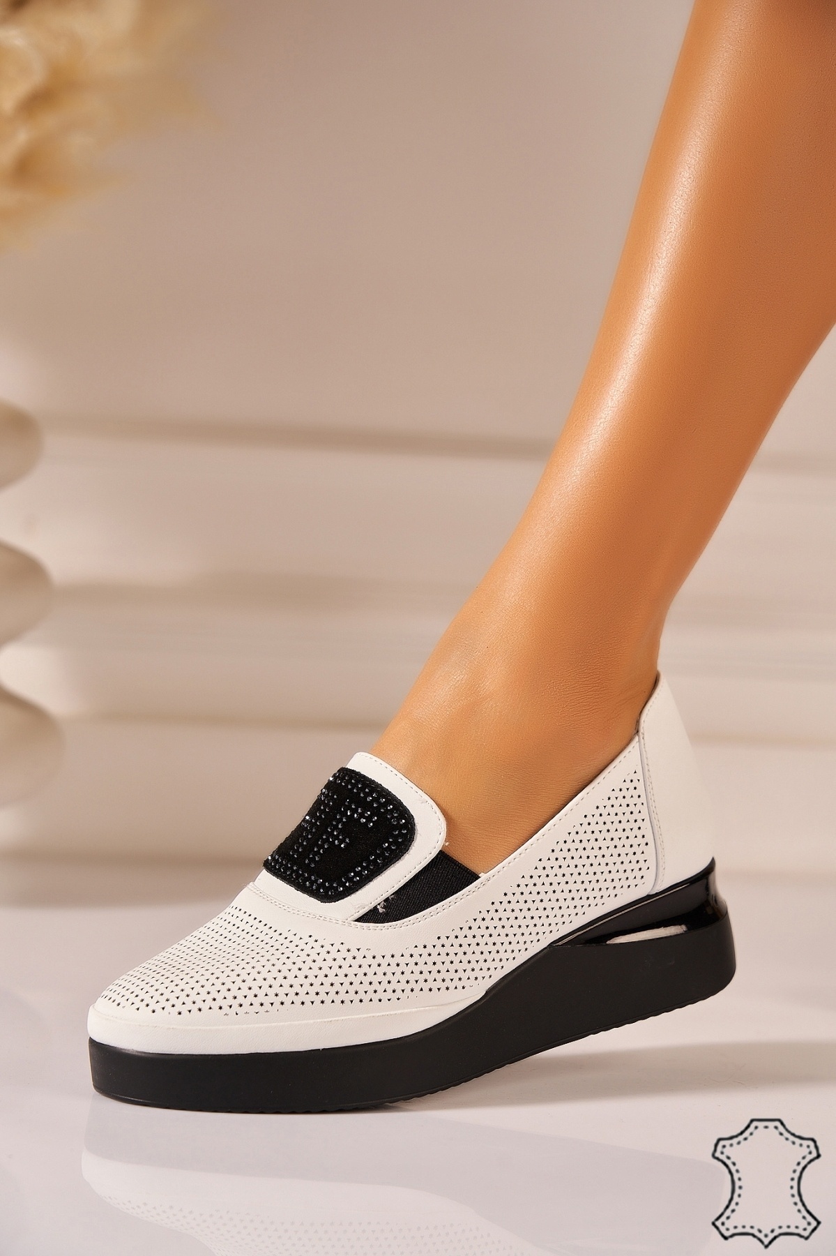 Mocasini dama Piele Naturala Albi Zurley