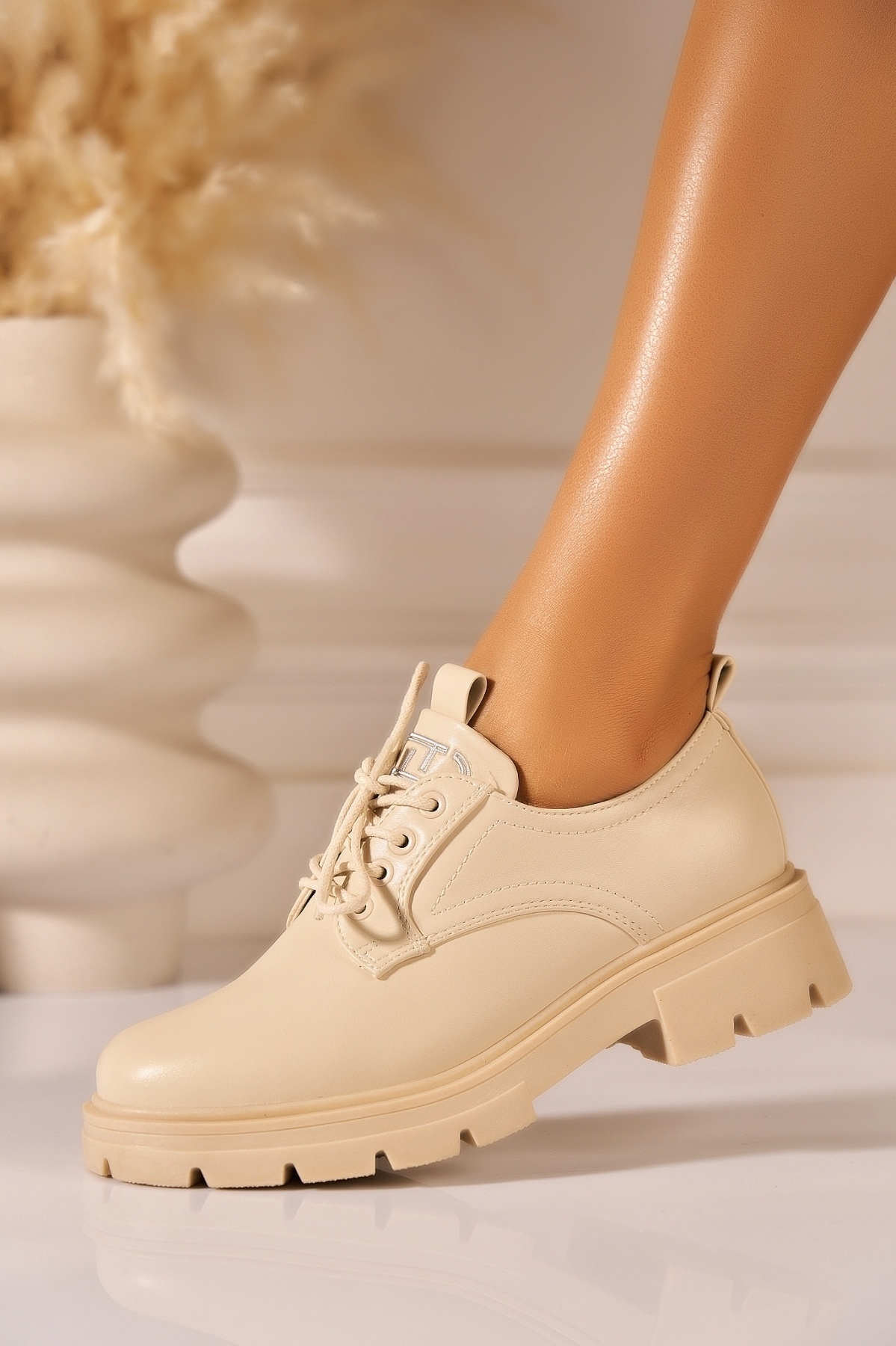 Pantofi dama casual Bej din Piele Ecologica Narin