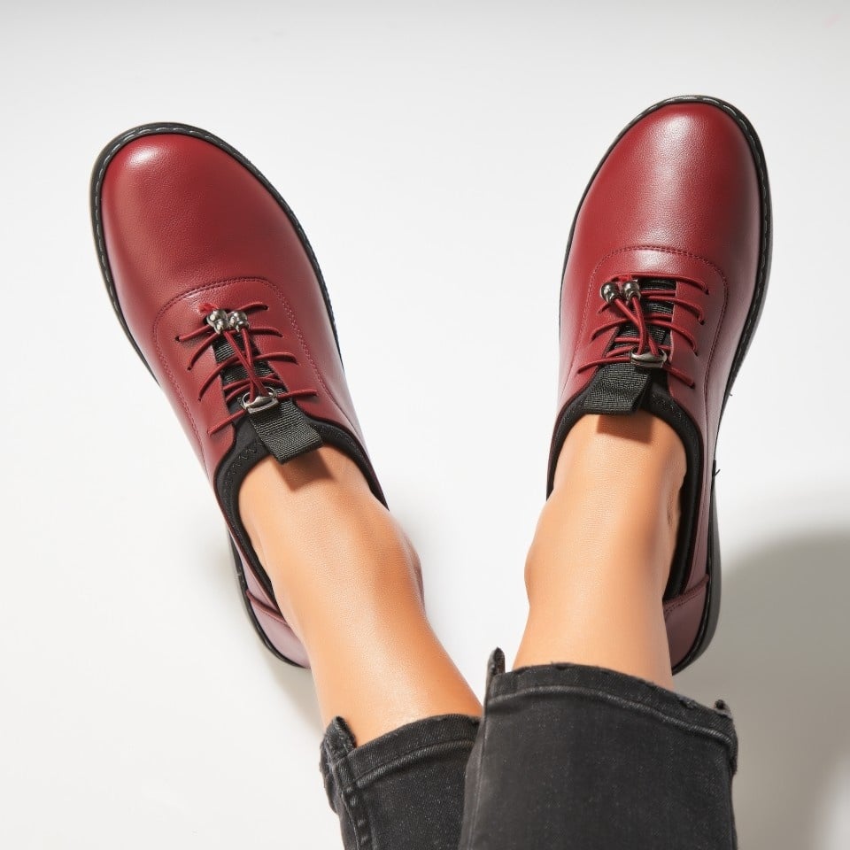 Pantofi dama casual Bordo din Piele Ecologica Nishma