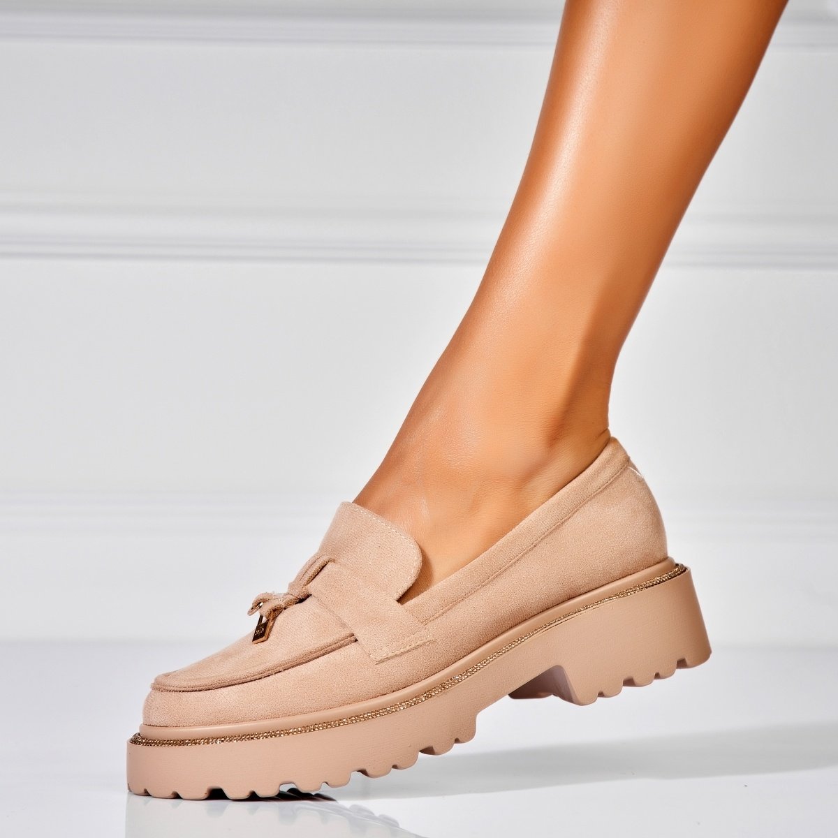 Pantofi dama casual Kaki din Piele Ecologica Intoarsa Cielle