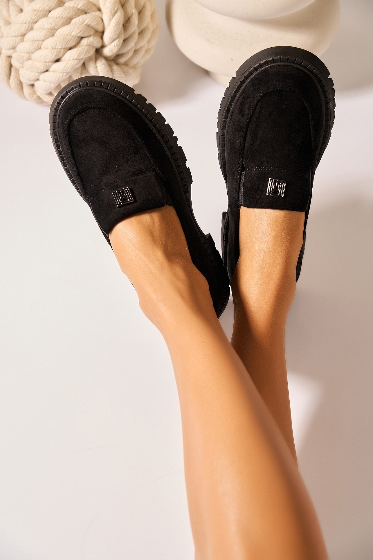 Pantofi dama casual Negri din Piele Ecologica Intoarsa Sayed2