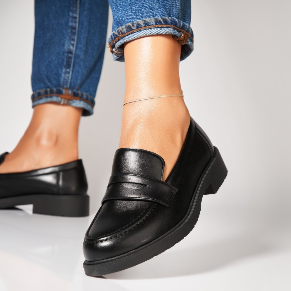 Pantofi dama casual Negri din Piele Ecologica Nasiya