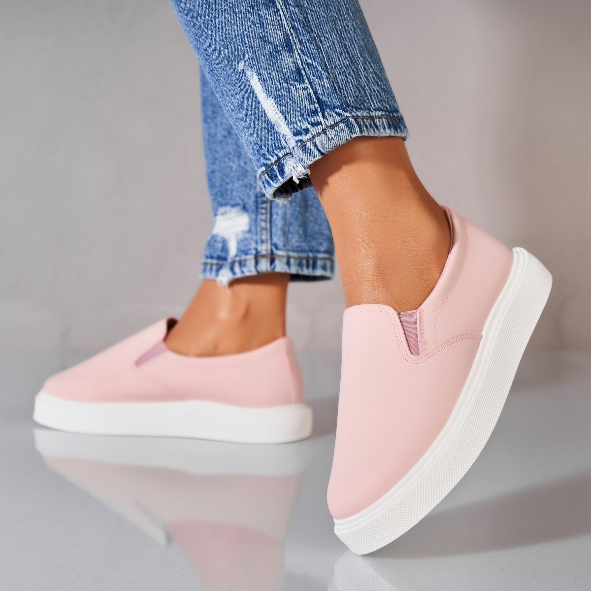 Pantofi dama casual Roz din Piele Ecologica Lyssa