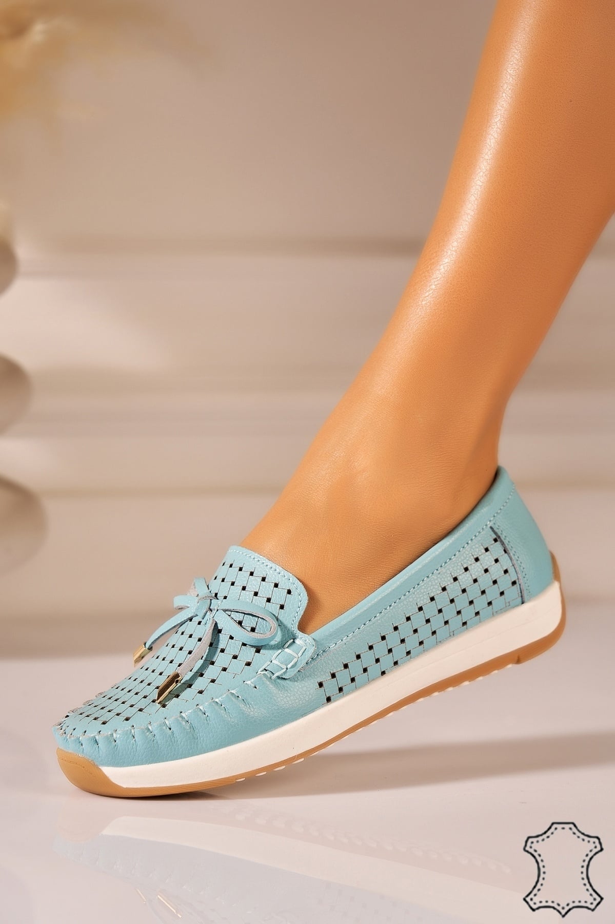 Mocasini dama Piele Naturala Albastri Jessy