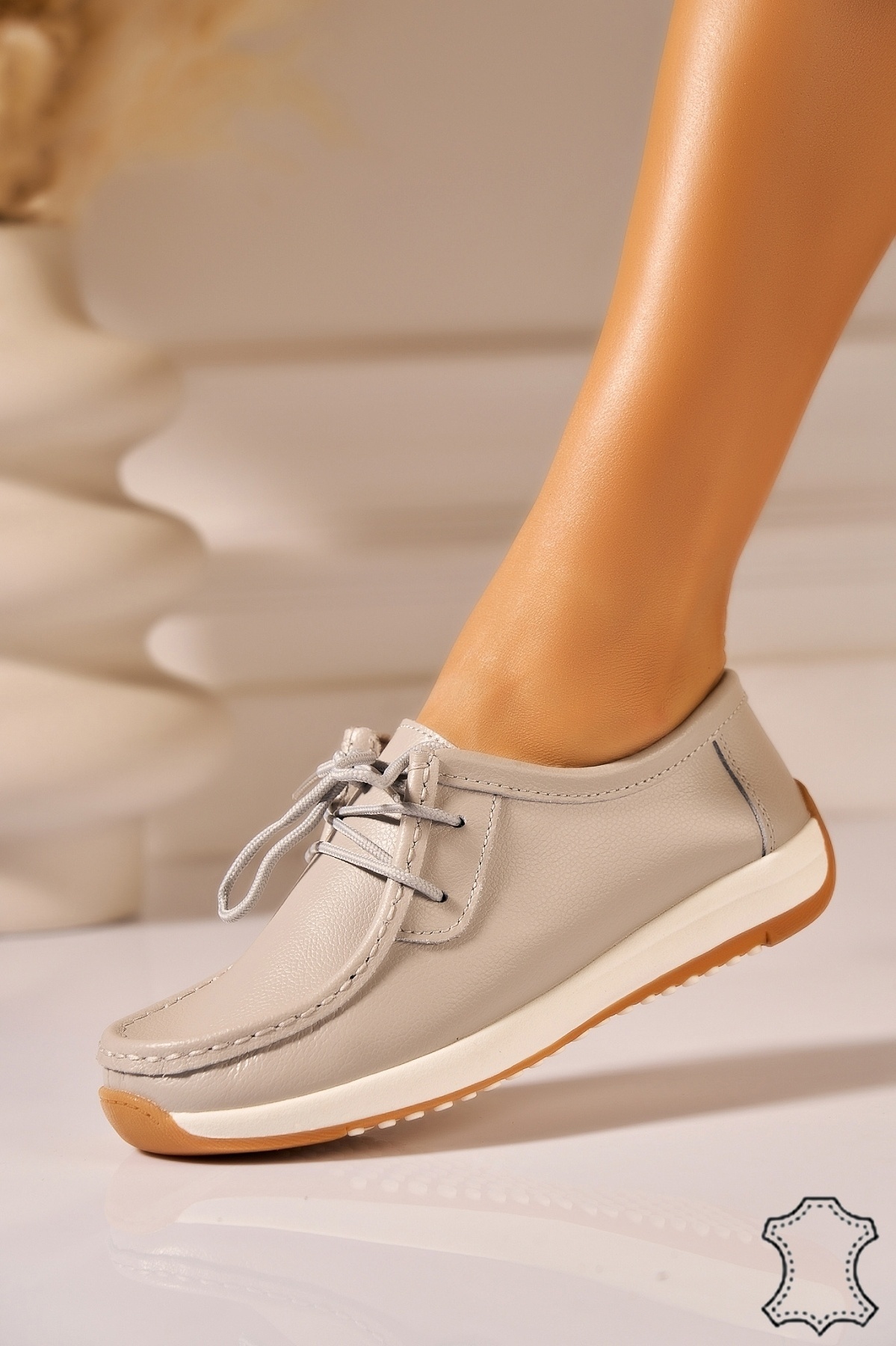 Mocasini dama Piele Naturala Gri Haisley