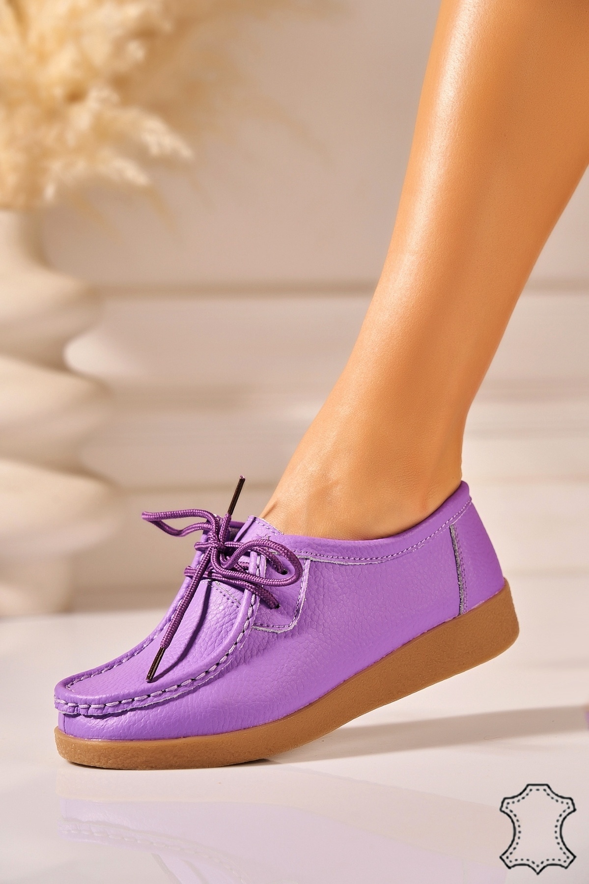 Mocasini dama Piele Naturala Mov Harla