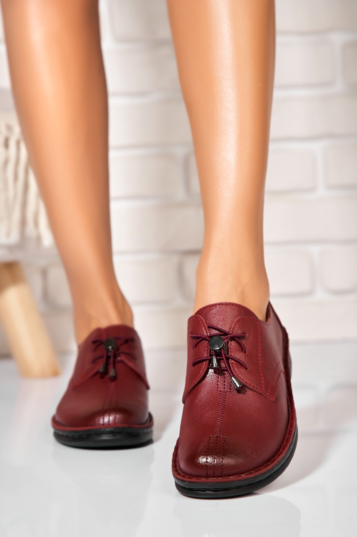 Pantofi dama casual Bordo din Piele Ecologica Amara