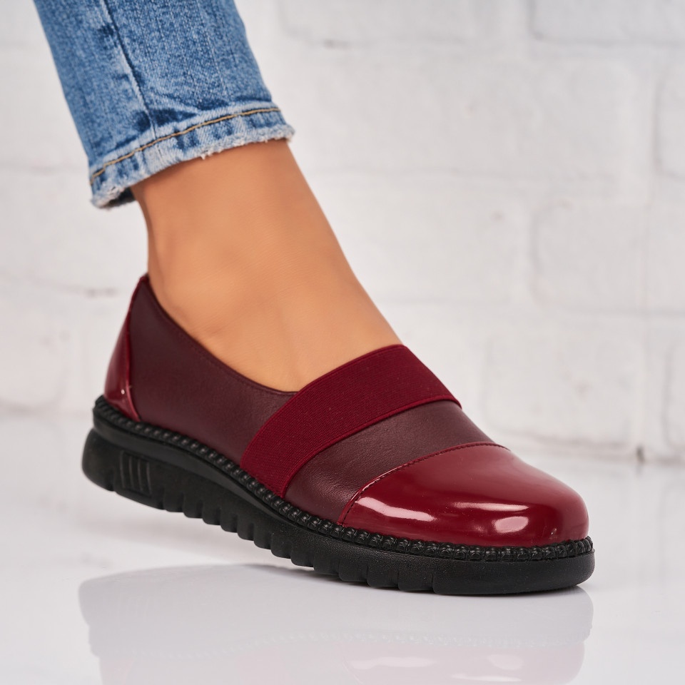 Pantofi dama casual Bordo din Piele Ecologica Janelle