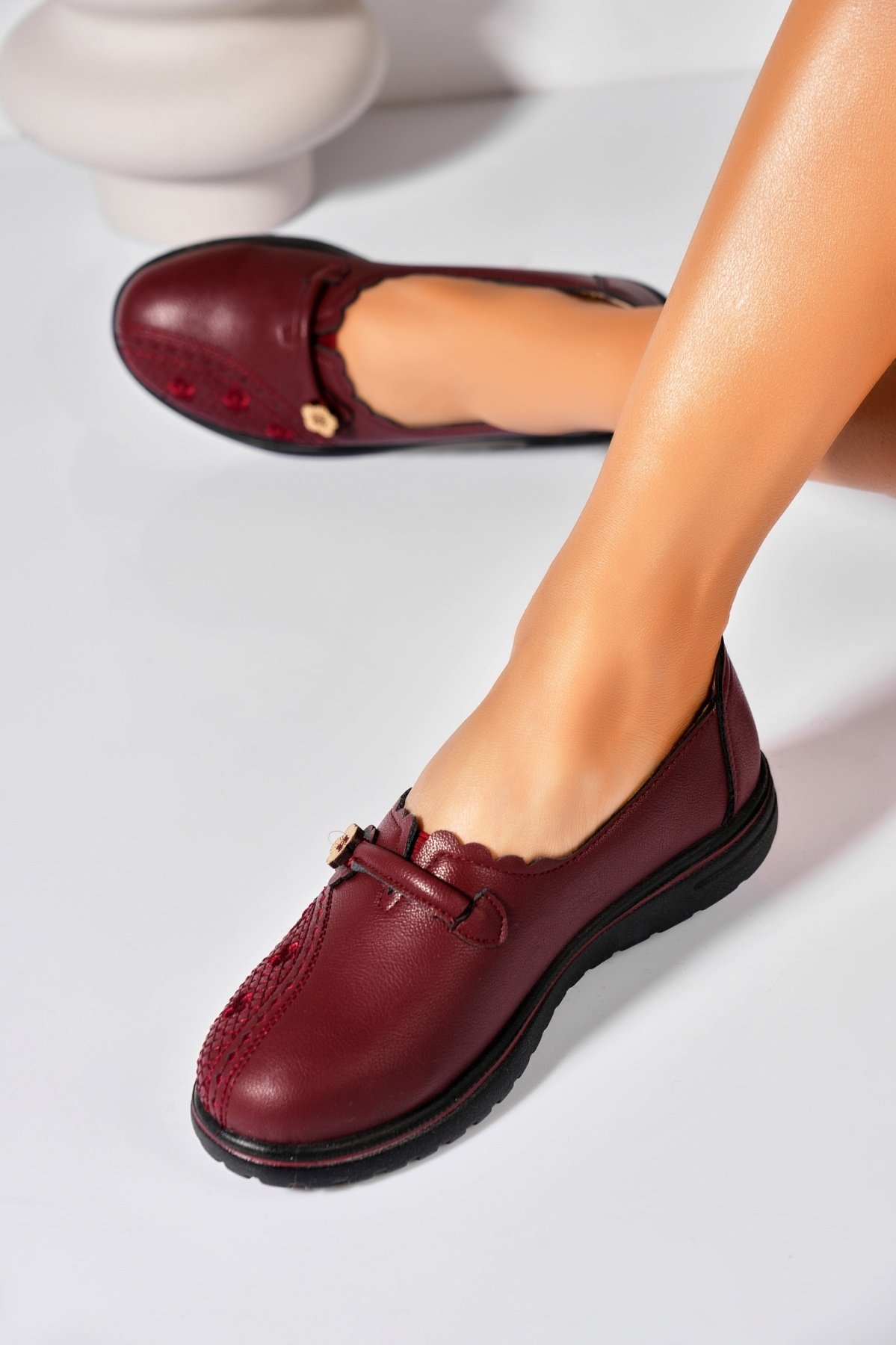 Pantofi dama casual Bordo din Piele Ecologica Julena