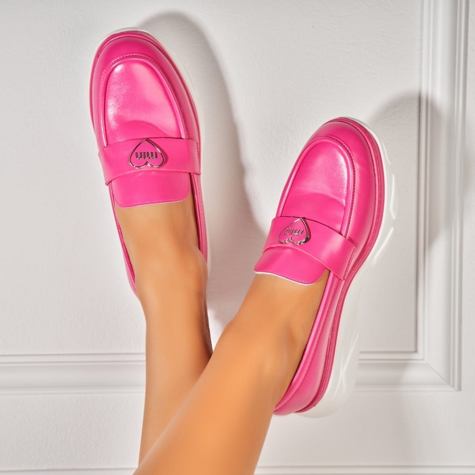 Pantofi dama casual Fucsia din Piele Ecologica Anika