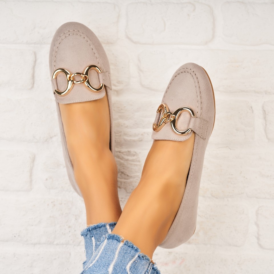 Pantofi dama casual Gri din Piele Ecologica Intoarsa Yostina