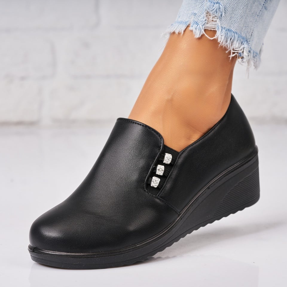 Pantofi dama casual Negri din Piele Ecologica Asya