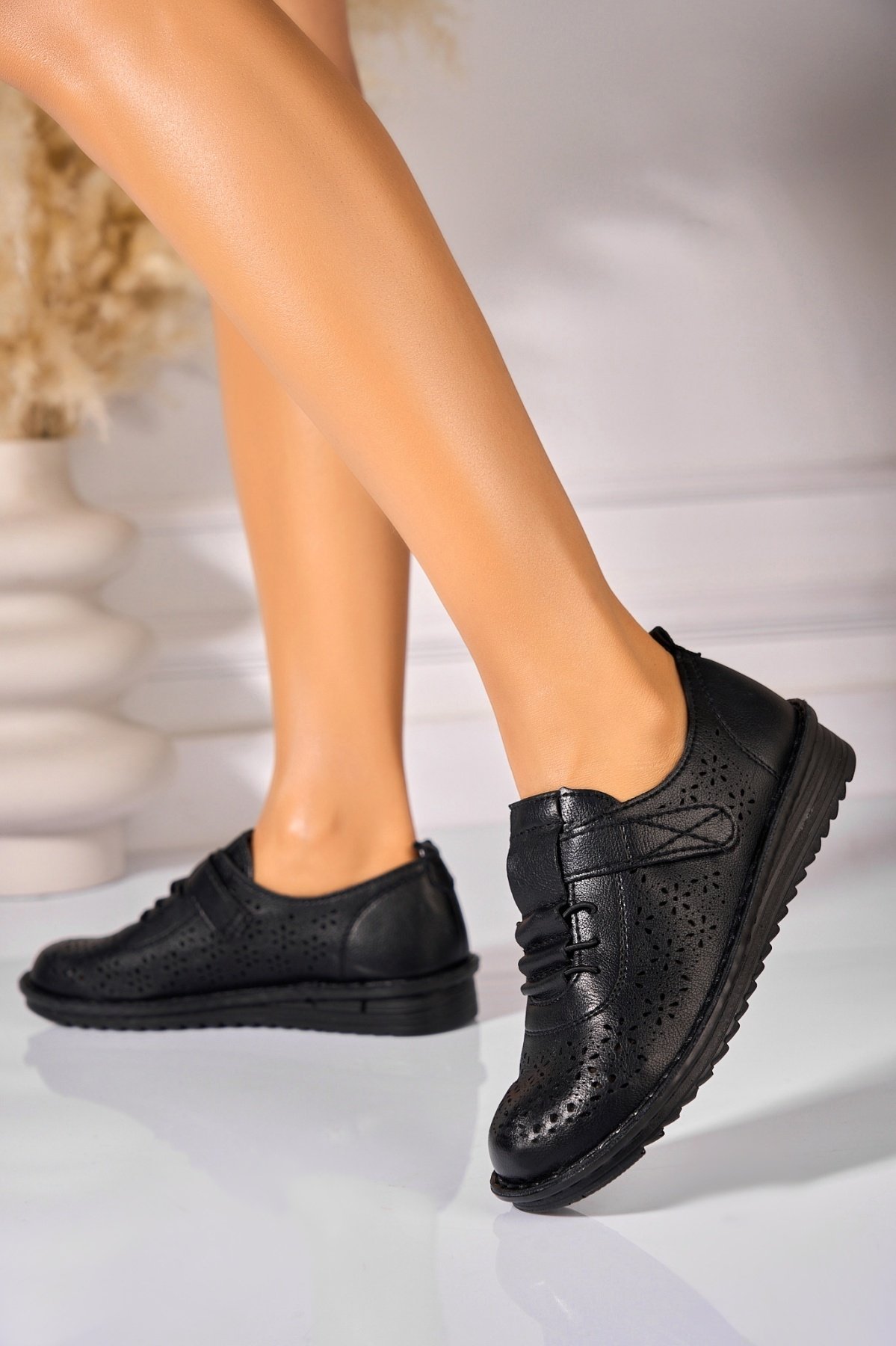 Pantofi dama casual Negri din Piele Ecologica Reily