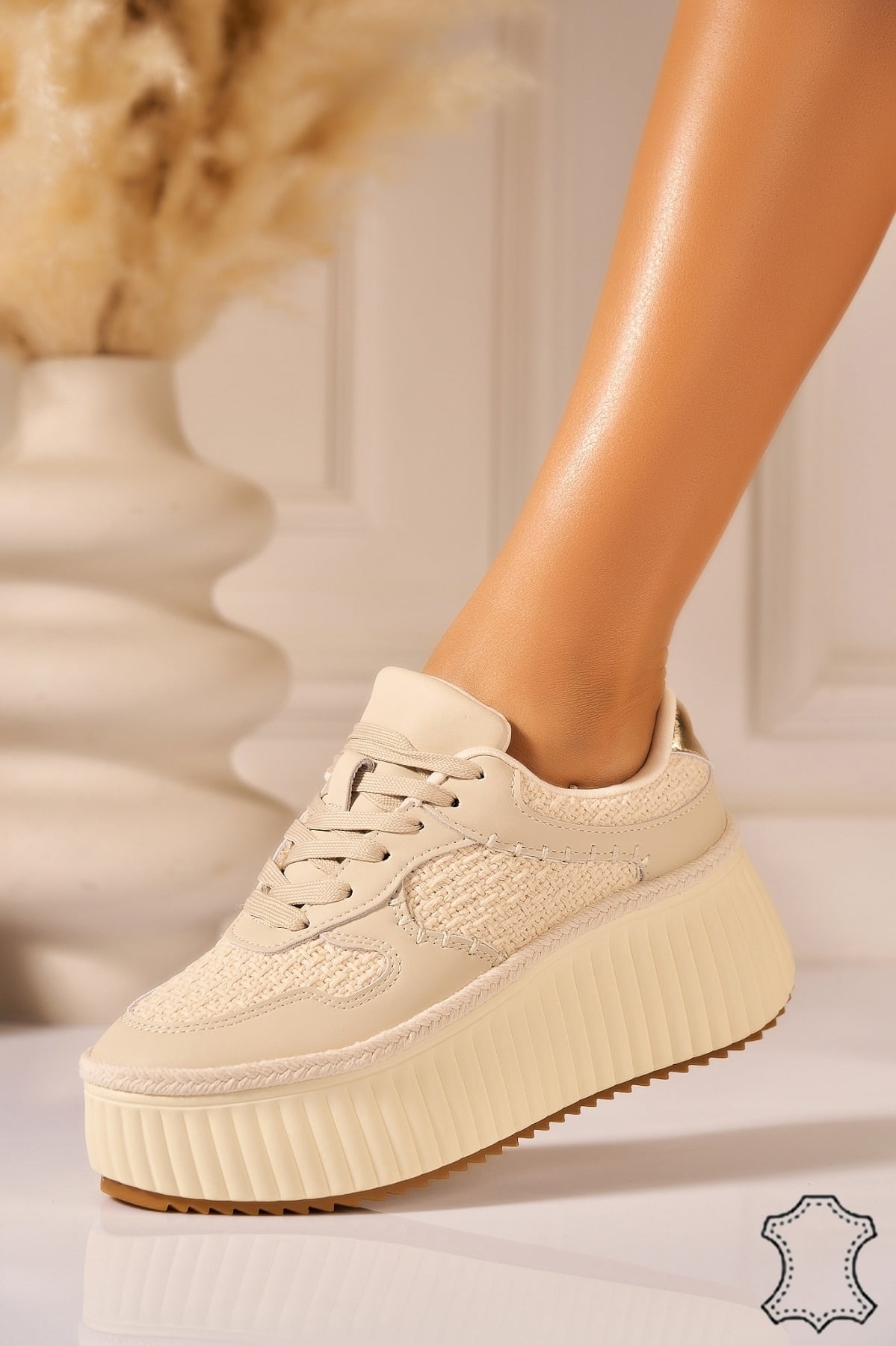 Adidasi Piele Naturala Bej Calera