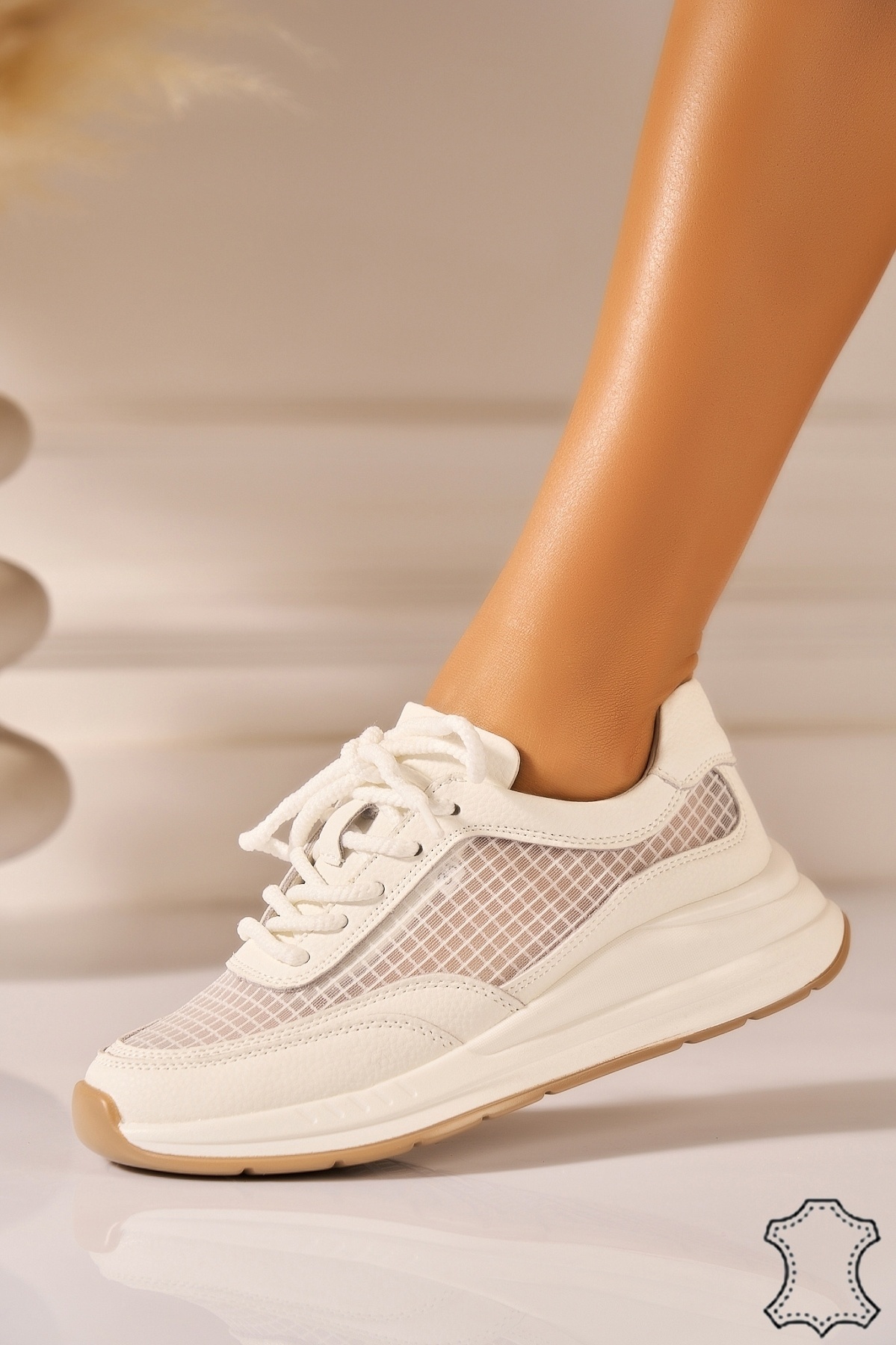 Adidasi Piele Naturala Crem Aleria