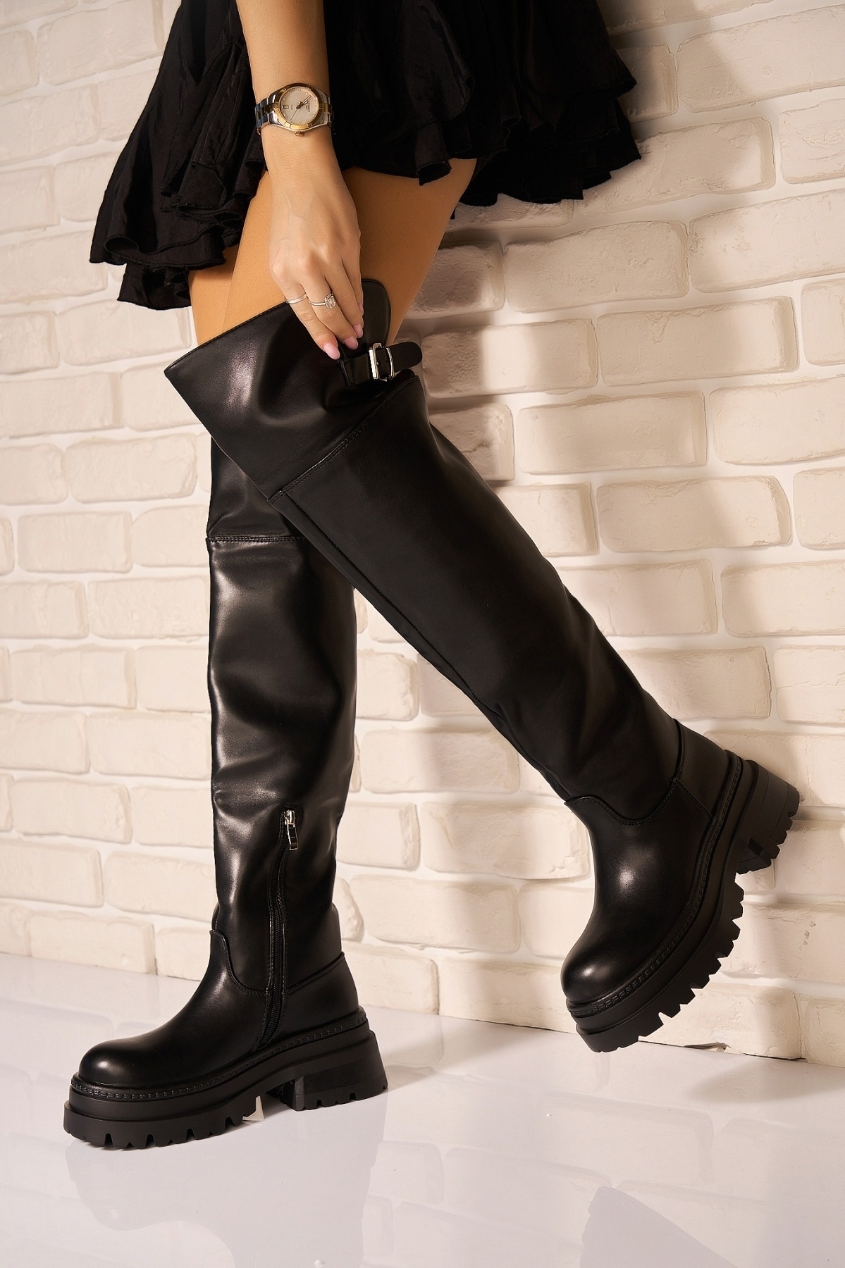 Cizme Dama Imblanite Negre din Piele Ecologica Fadila