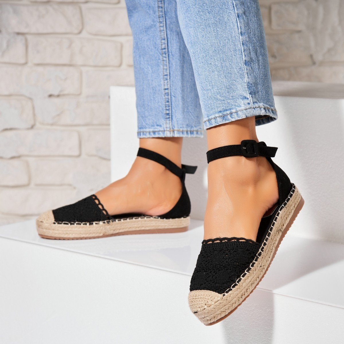 Espadrile dama Negre din Textil Cataleya