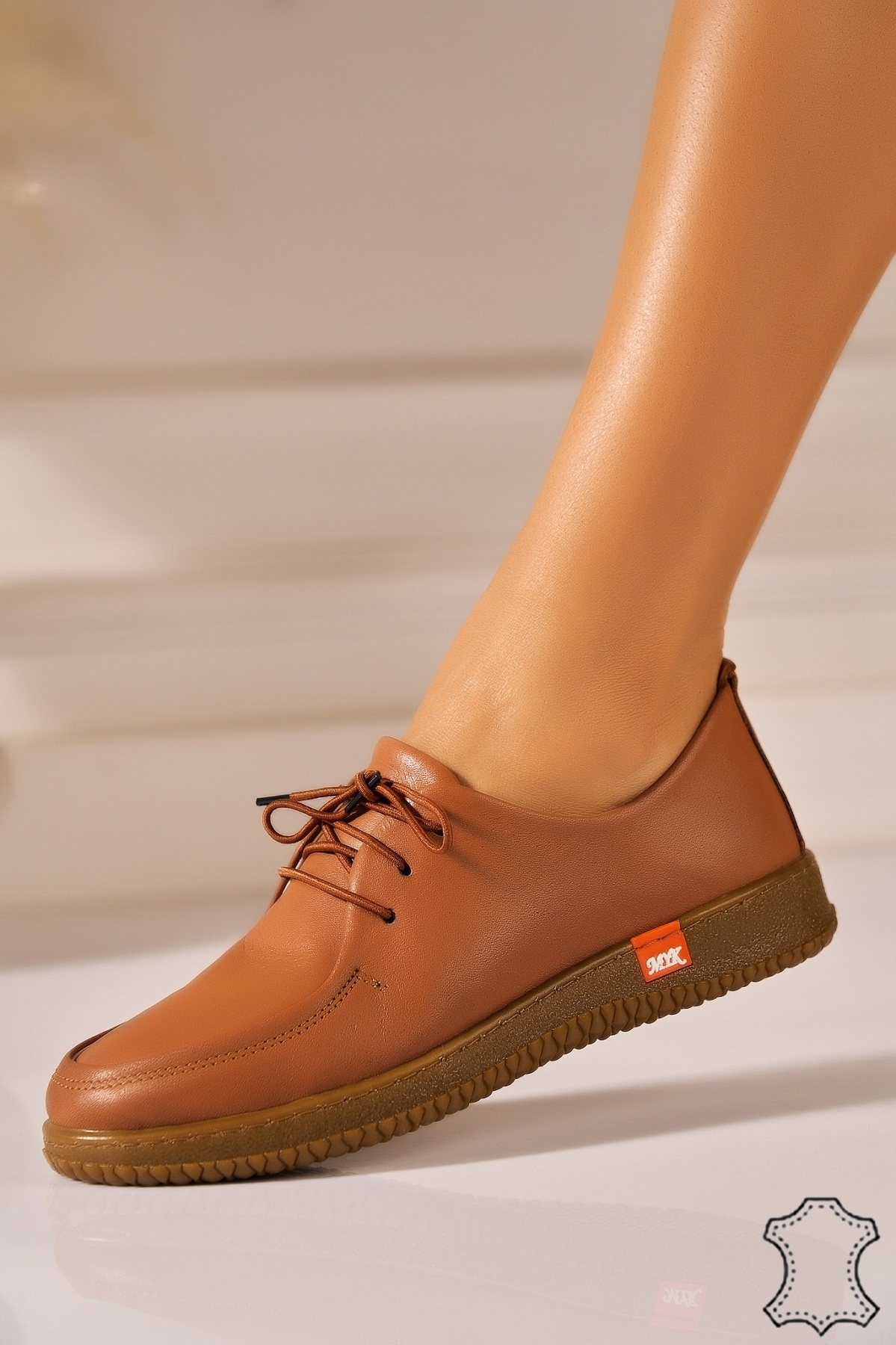 Mocasini dama Piele Naturala Camel Klaire