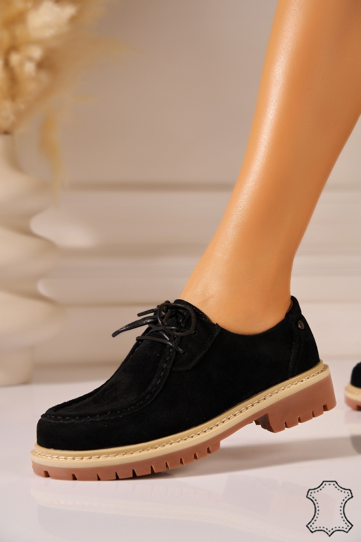 Mocasini dama Piele Naturala Intoarsa Negri Kenzy