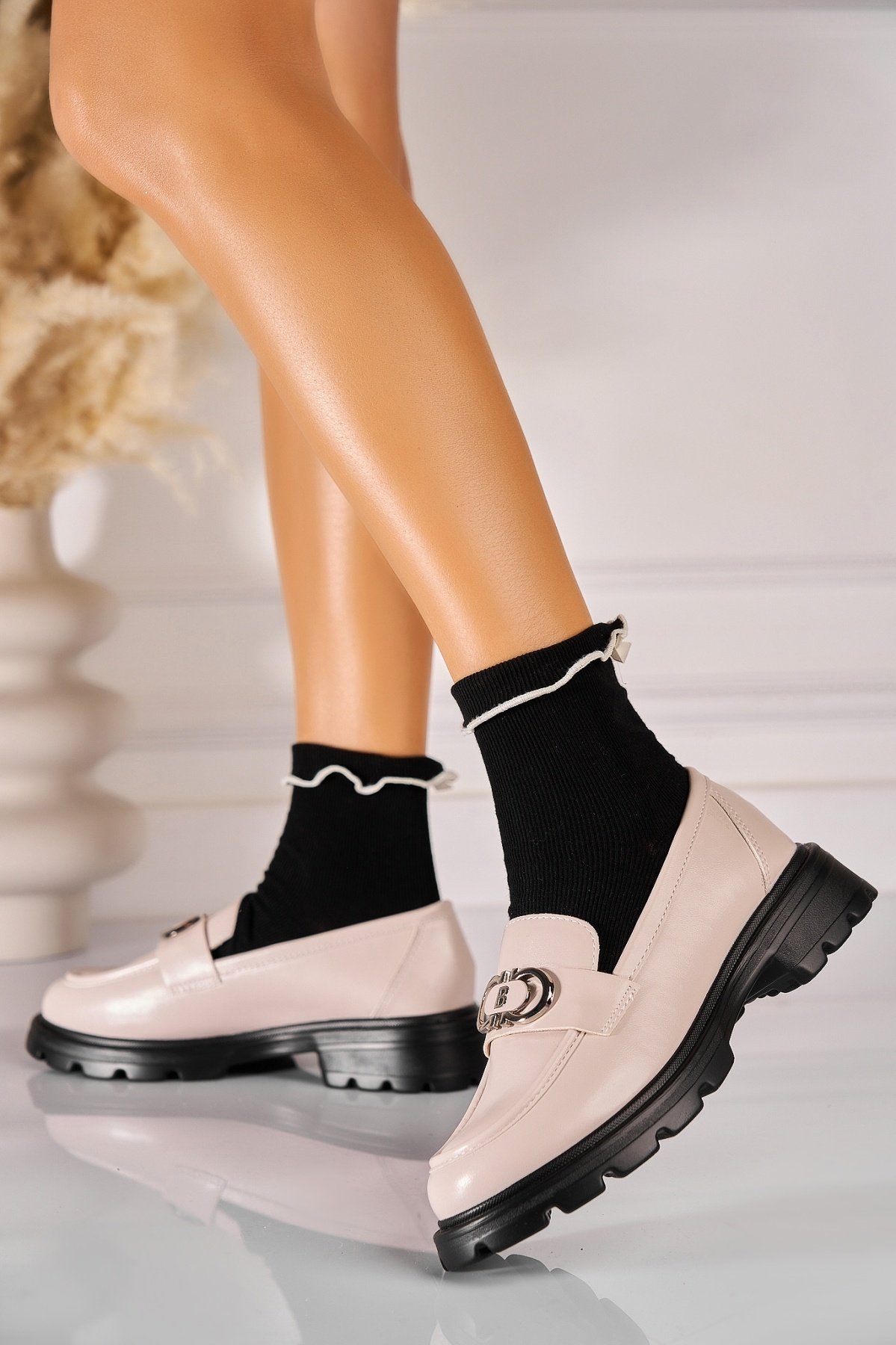 Pantofi dama casual Bej din Piele Ecologica Liliya