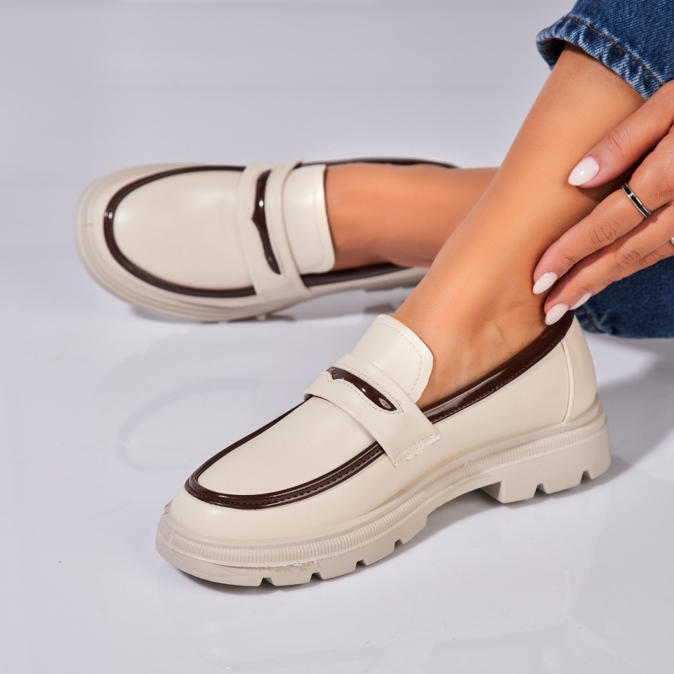 Pantofi dama casual Bej din Piele Ecologica Yime