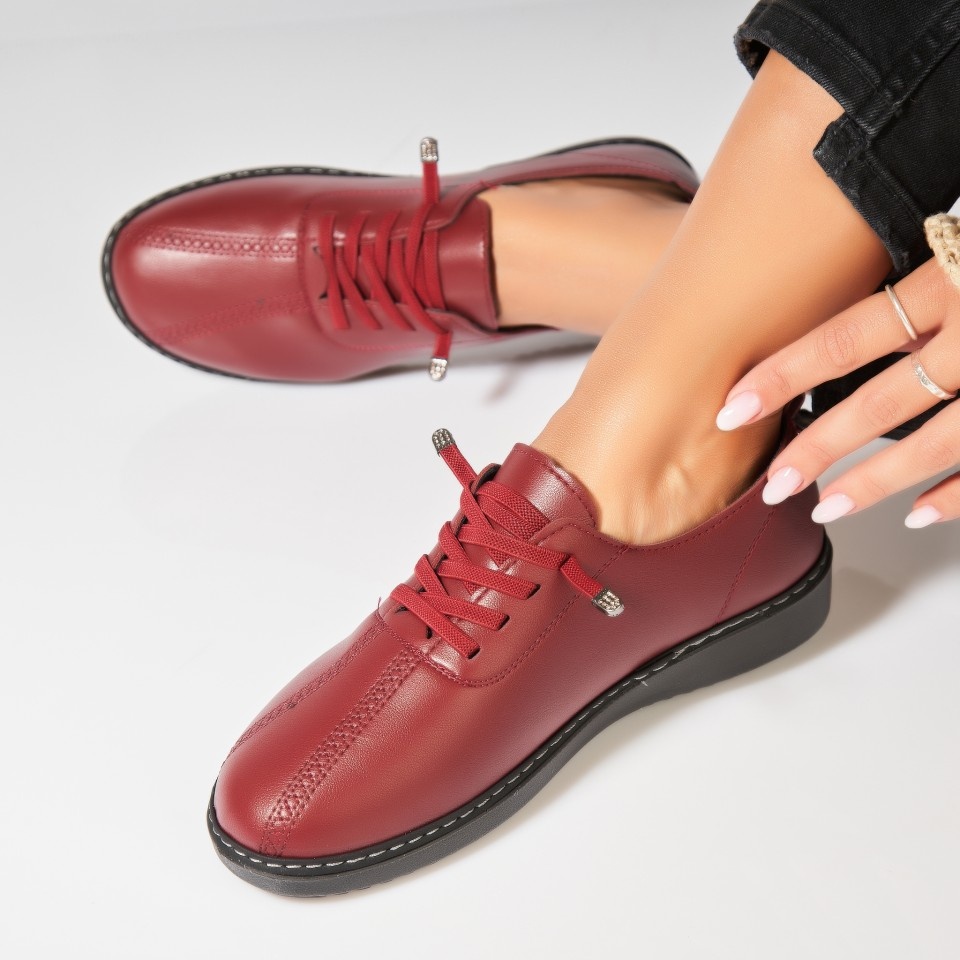 Pantofi dama casual Bordo din Piele Ecologica Emmere