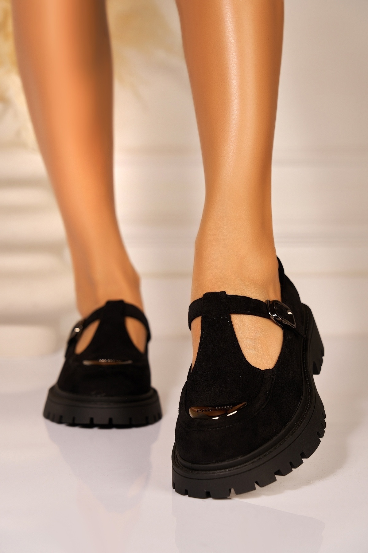 Pantofi dama casual Negri din Piele Ecologica Intoarsa Kysia2