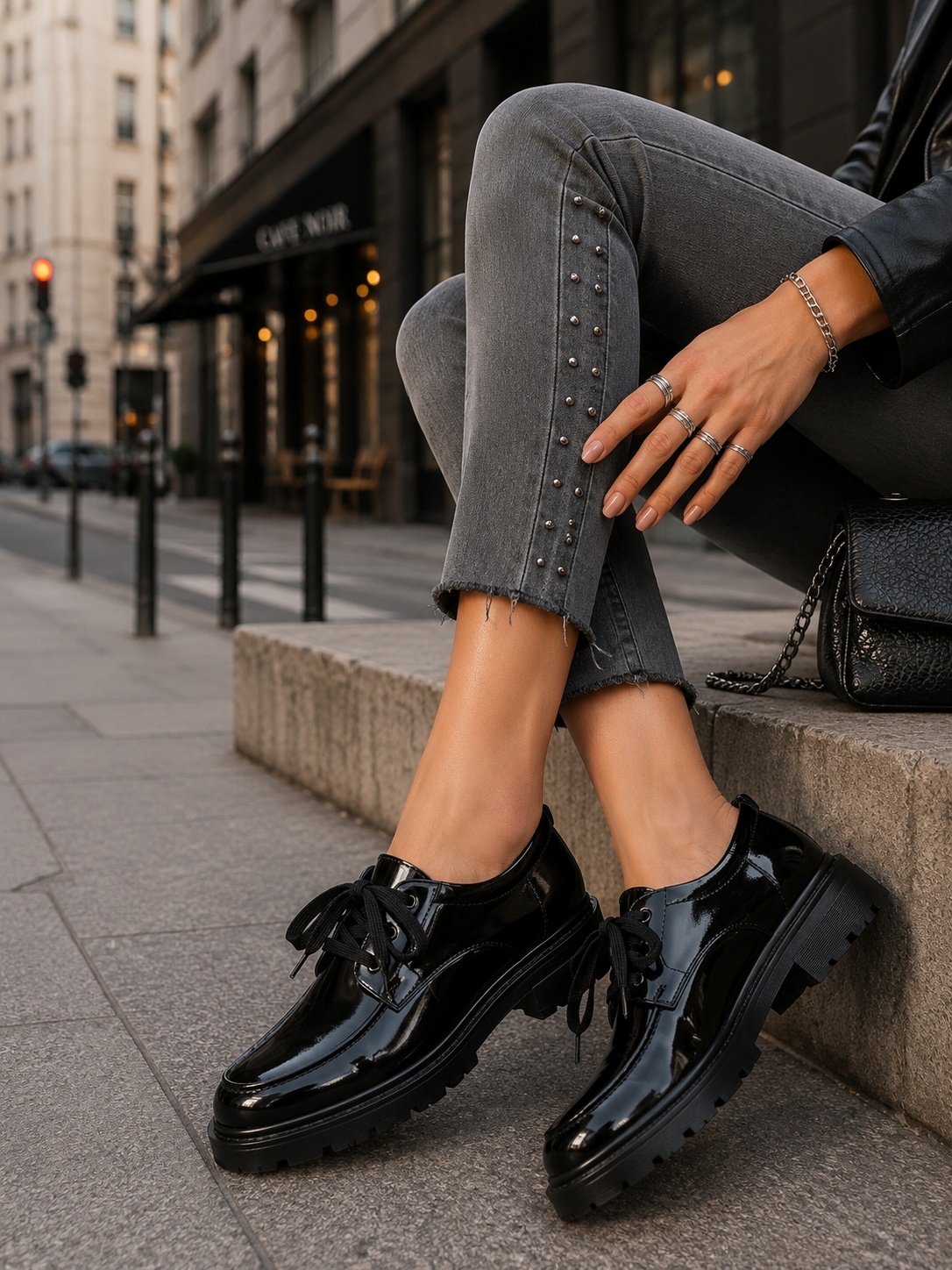 Pantofi dama casual Negri din Piele Ecologica Lacuita Dalina3