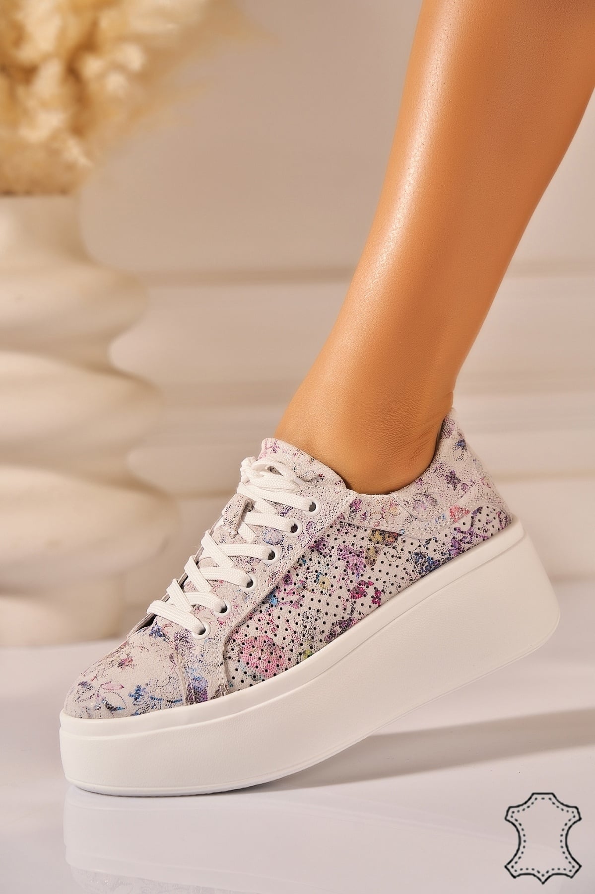 Adidasi Piele Naturala Intoarsa Gri Brexy