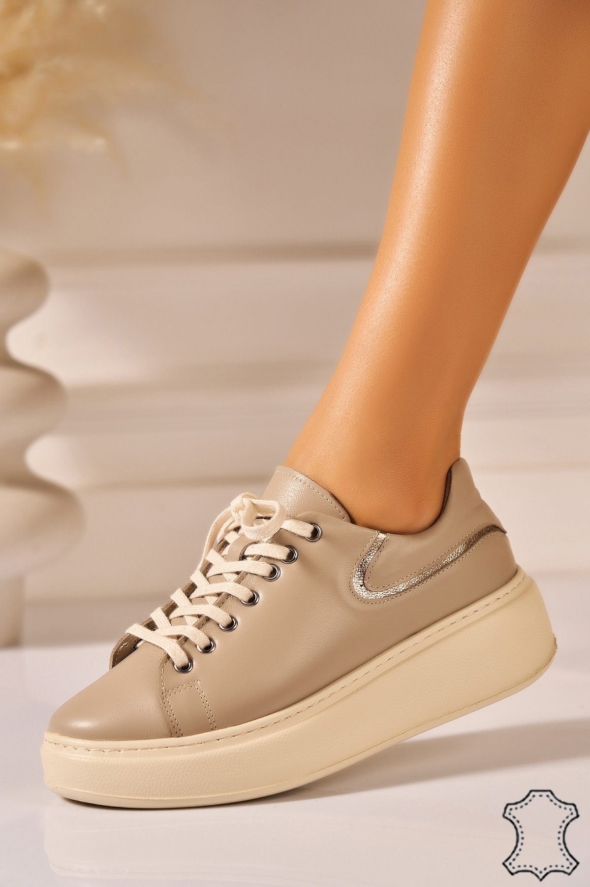 Adidasi Piele Naturala Kaki Auryn