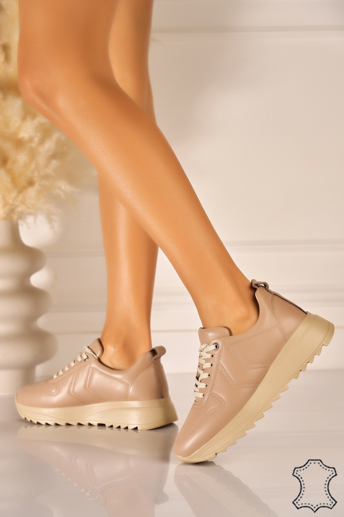 Adidasi Piele Naturala Kaki Yesli