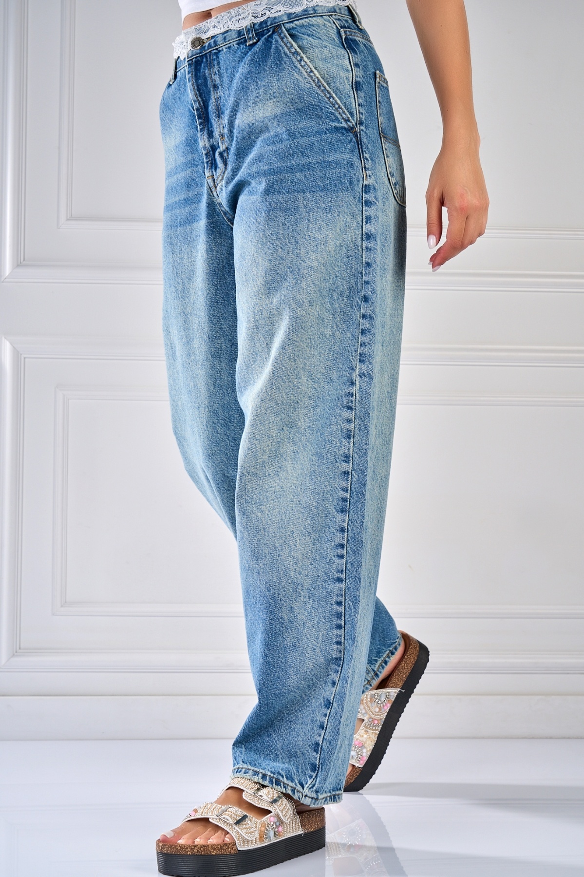Blugi Damă Oversize Albastri Kashika