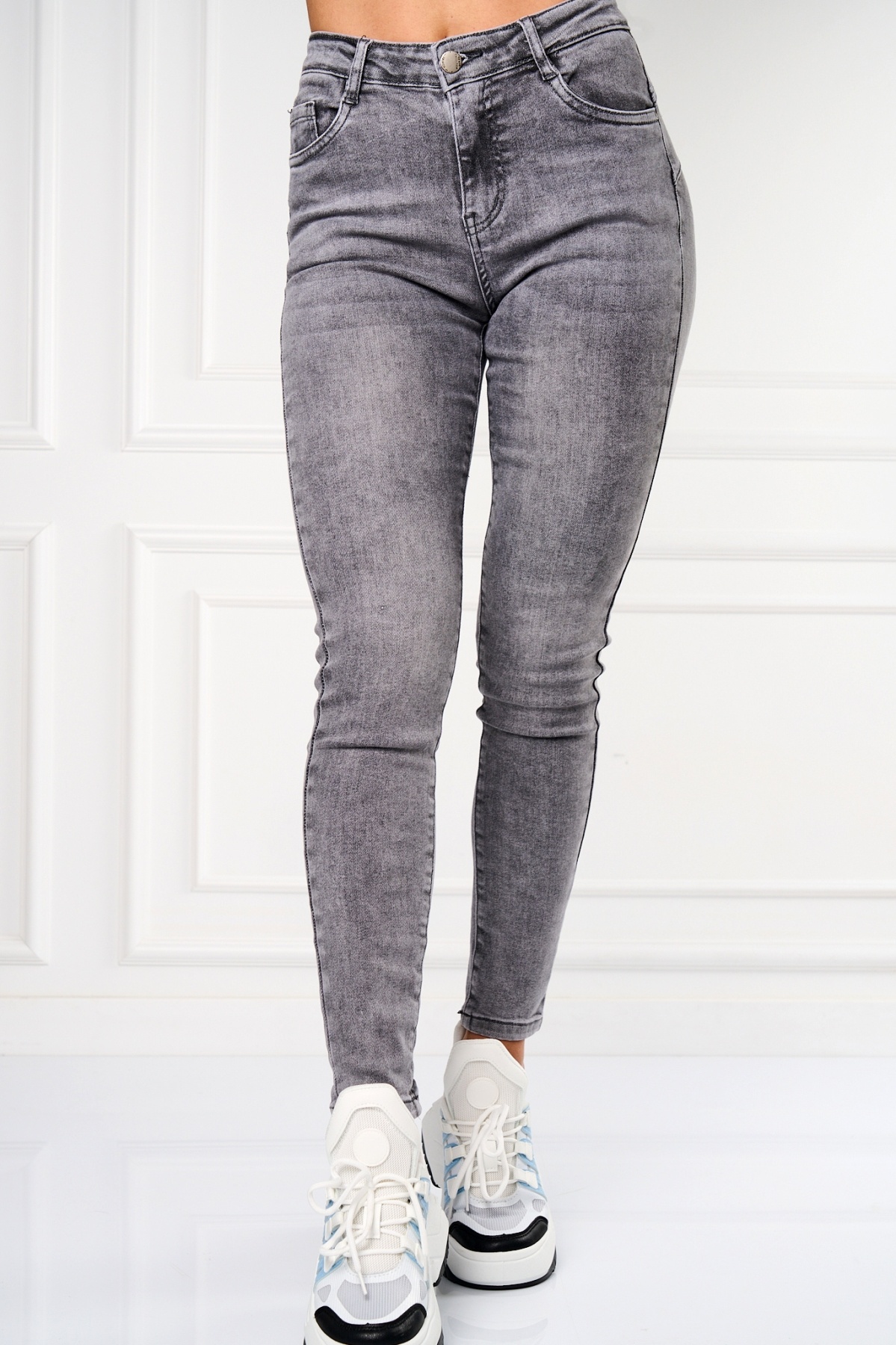 Blugi Damă Skinny Fit Gri Zlonia
